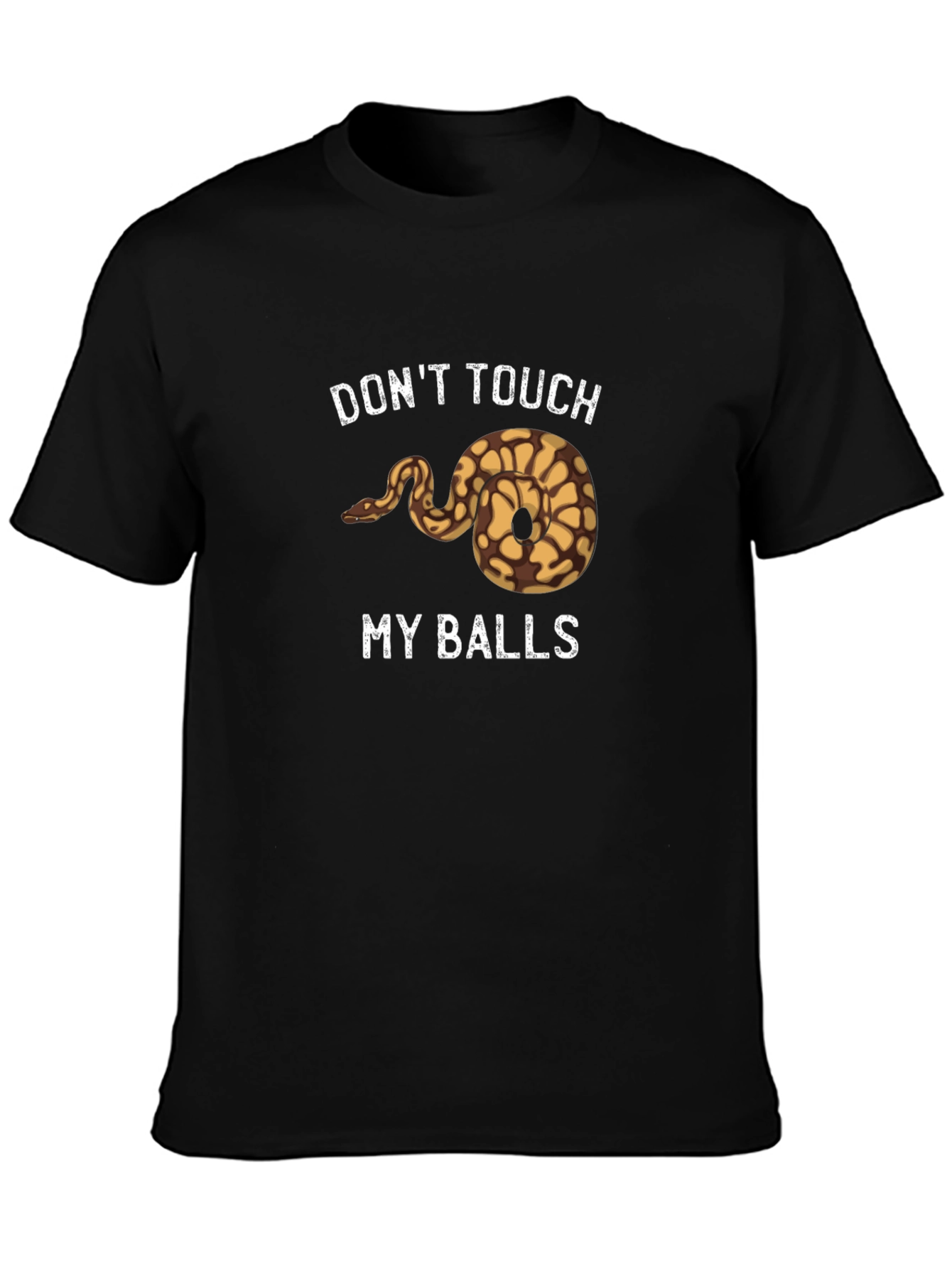 Black Don't Touch My Balls Snake Graphic T-Shirt view 3