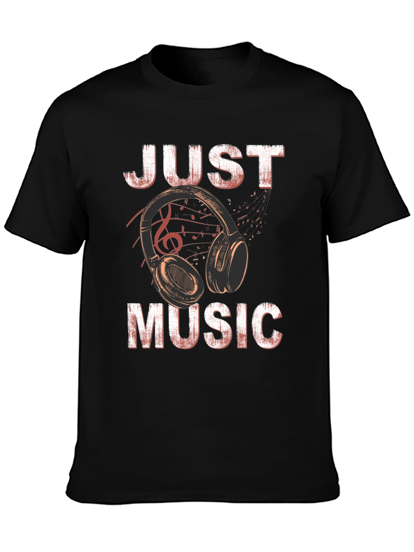 Black Just Music Black Graphic T-Shirt view 3