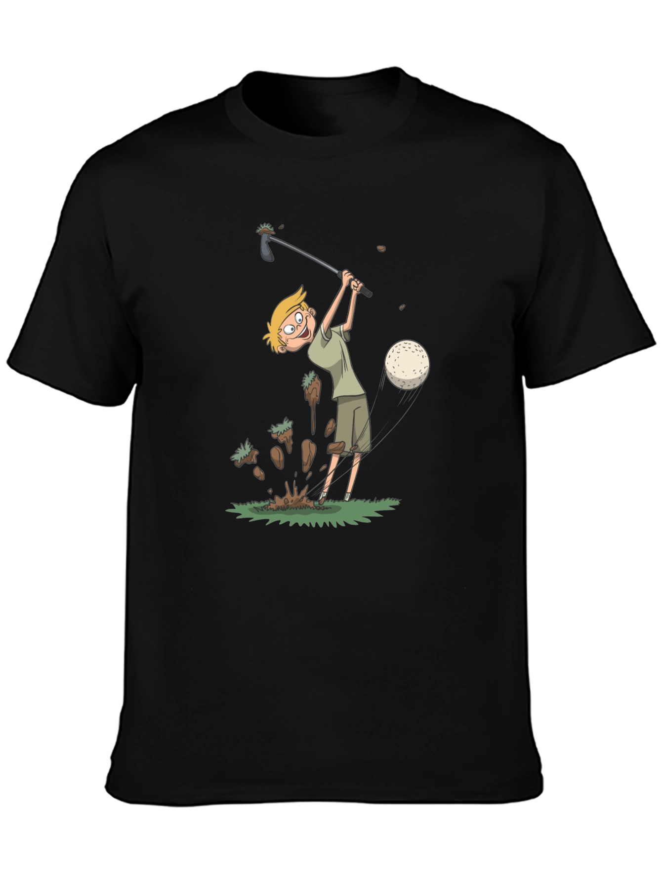 Black Funny Golf Cartoon T-Shirt view 3