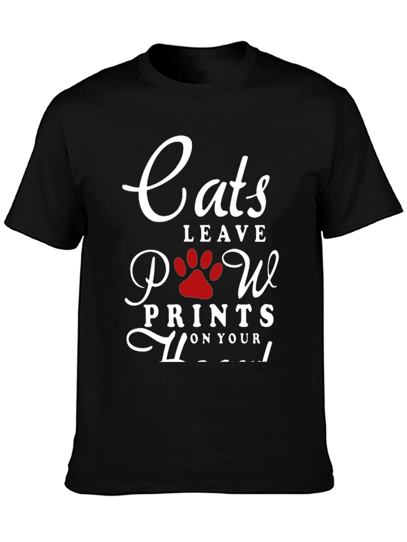 Black Cats Leave Paw Prints T-Shirt - Black Crew Neck Tee view 3