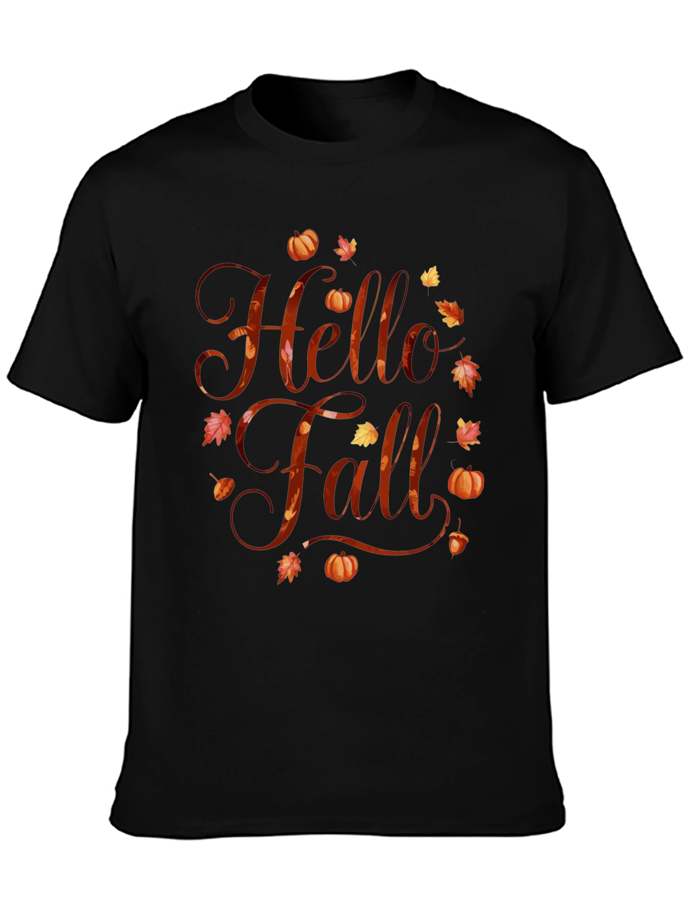 Black Hello Fall Graphic Tee - Autumn Season Shirt view 3