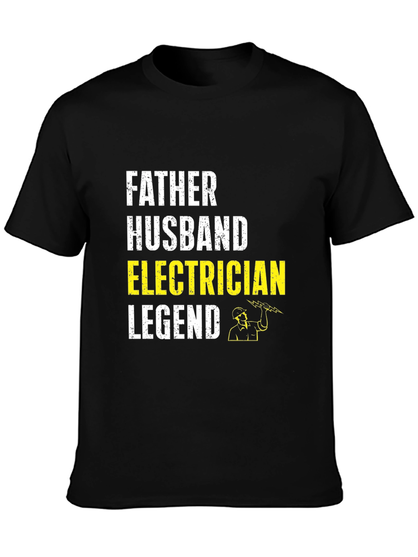 Black Father Husband Electrician Legend T-Shirt view 3
