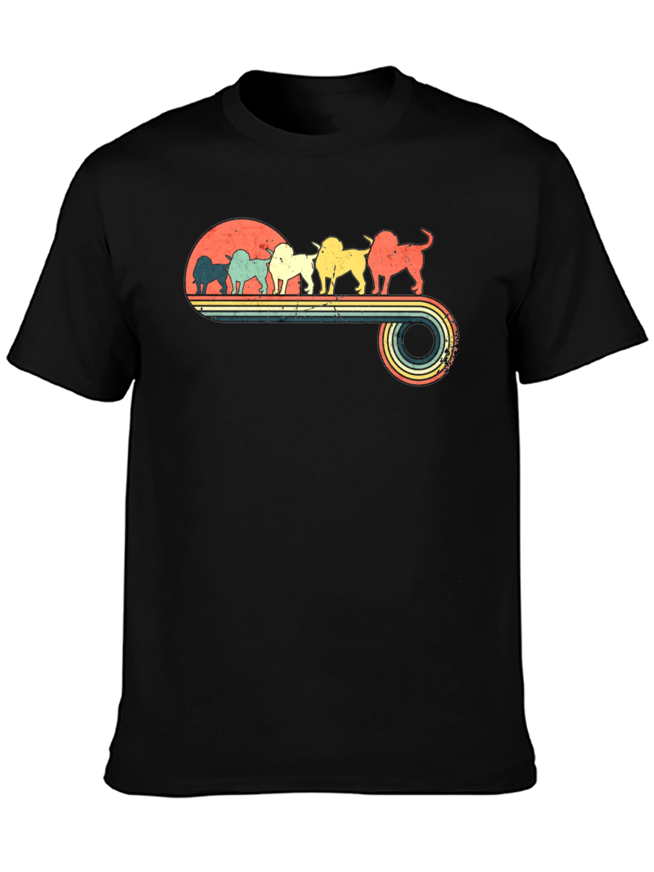 Black Vintage Dog Breed Retro Style T-Shirt view 3