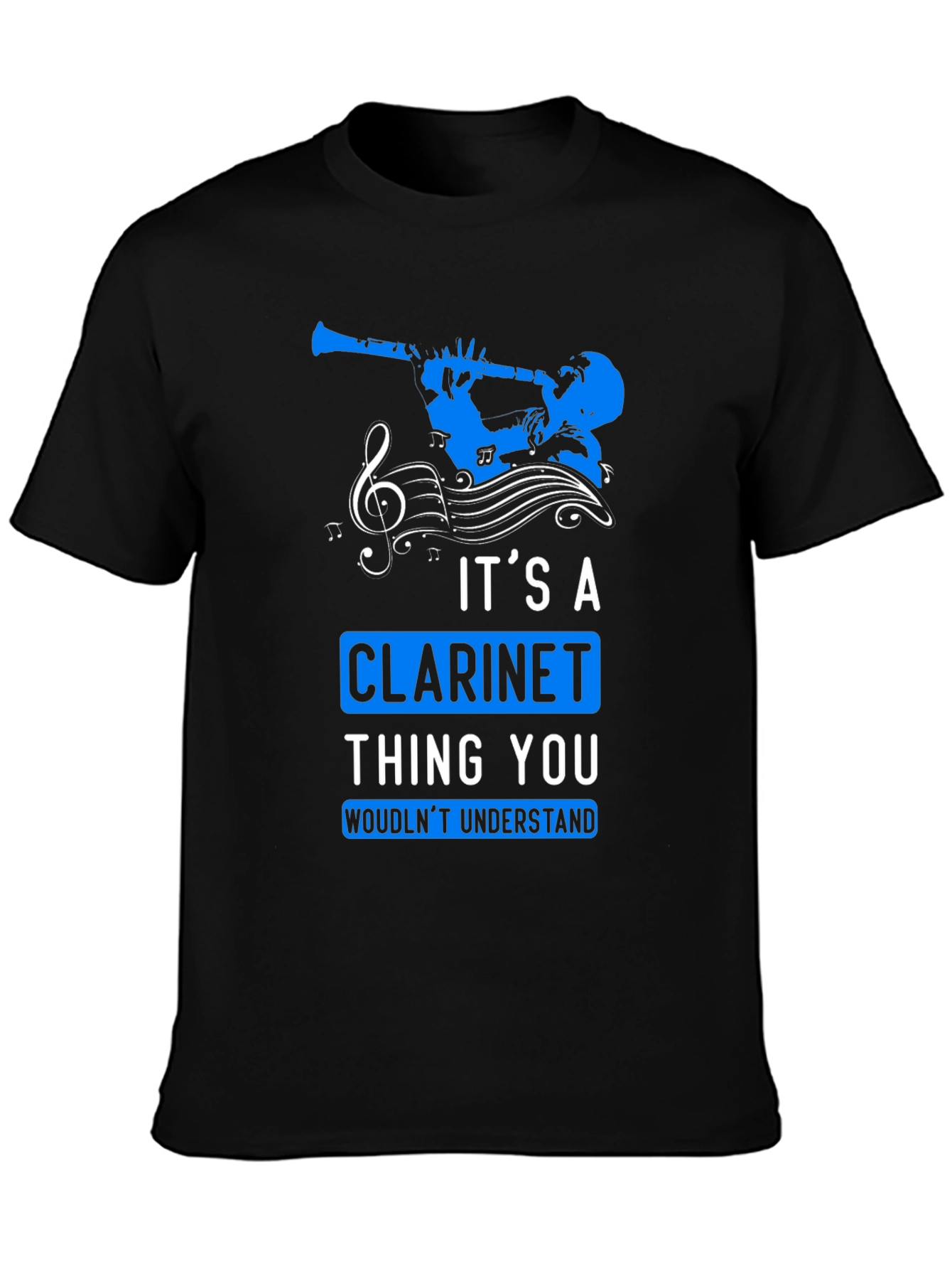 Black Clarinet Lover T-Shirt: It's a Clarinet Thing view 3