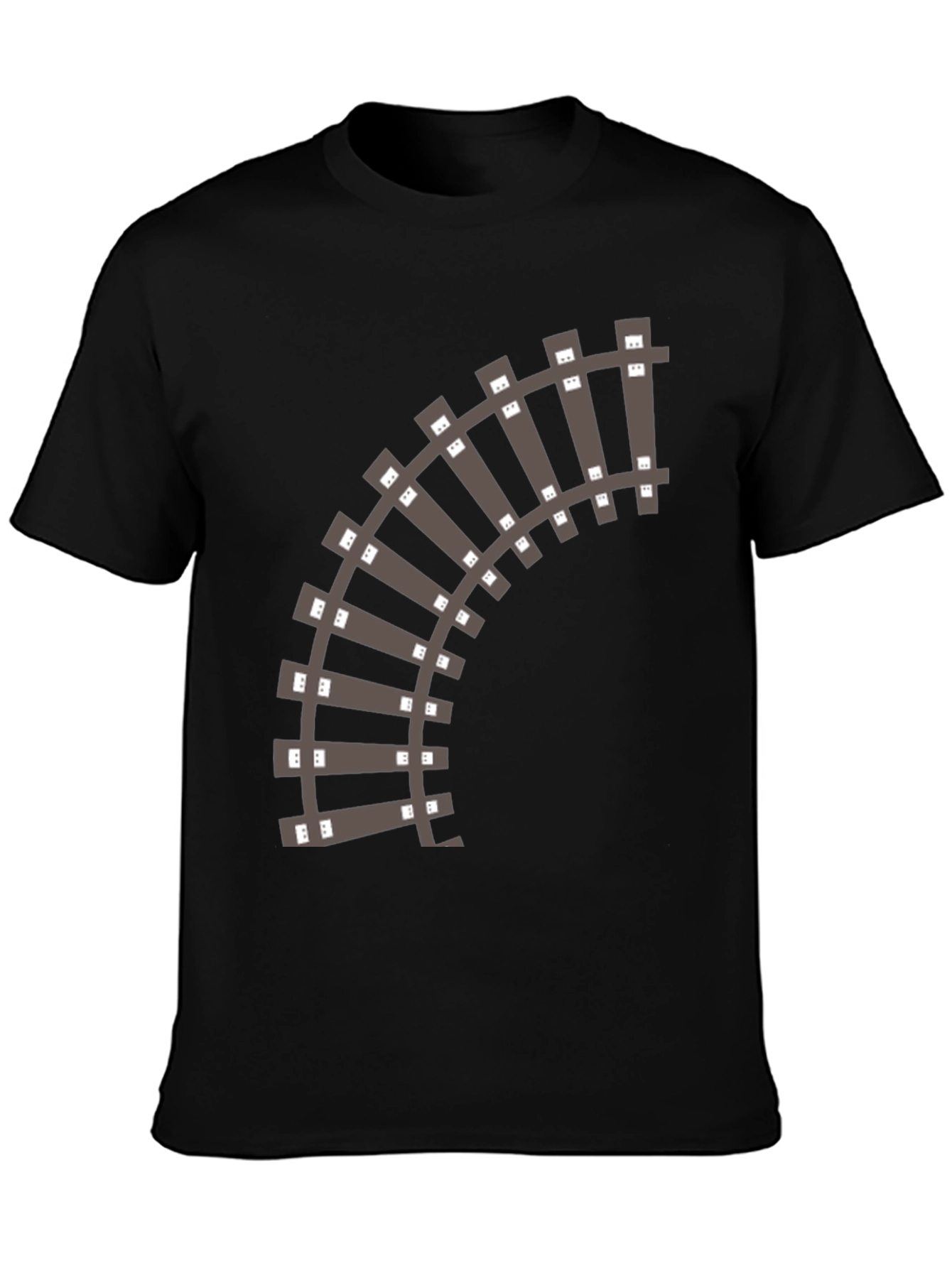 Black Railroad Track Graphic T-Shirt - Black Cotton Tee view 3