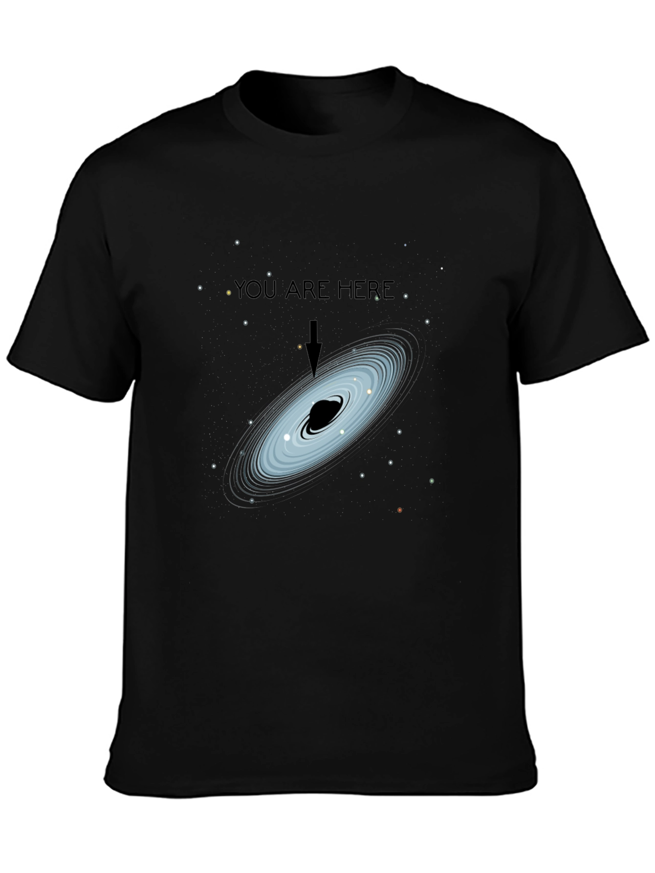 Black Cosmic You Are Here Black T-Shirt view 3