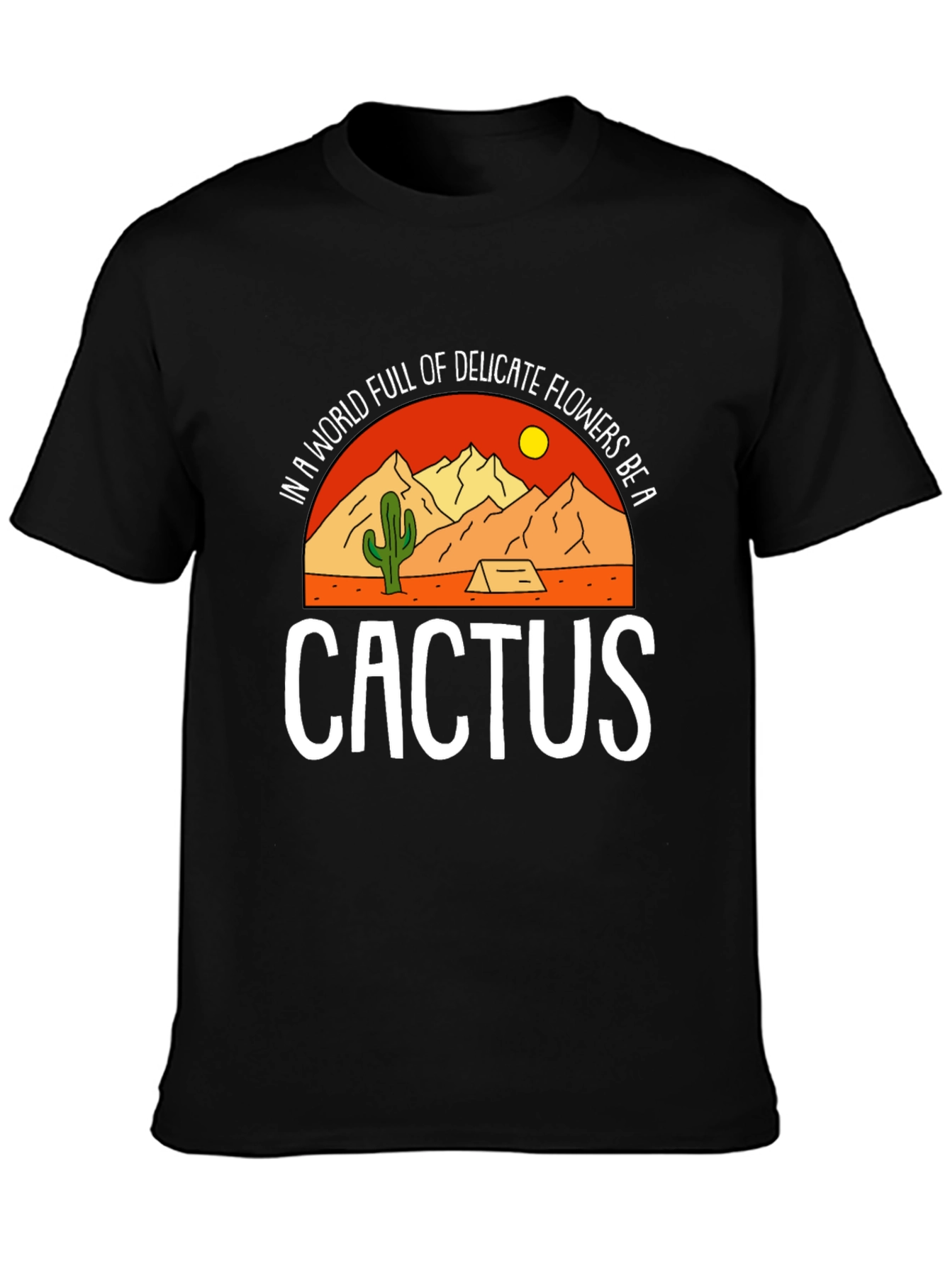 Black Be a Cactus Graphic Tee - Desert Lover's Shirt view 3