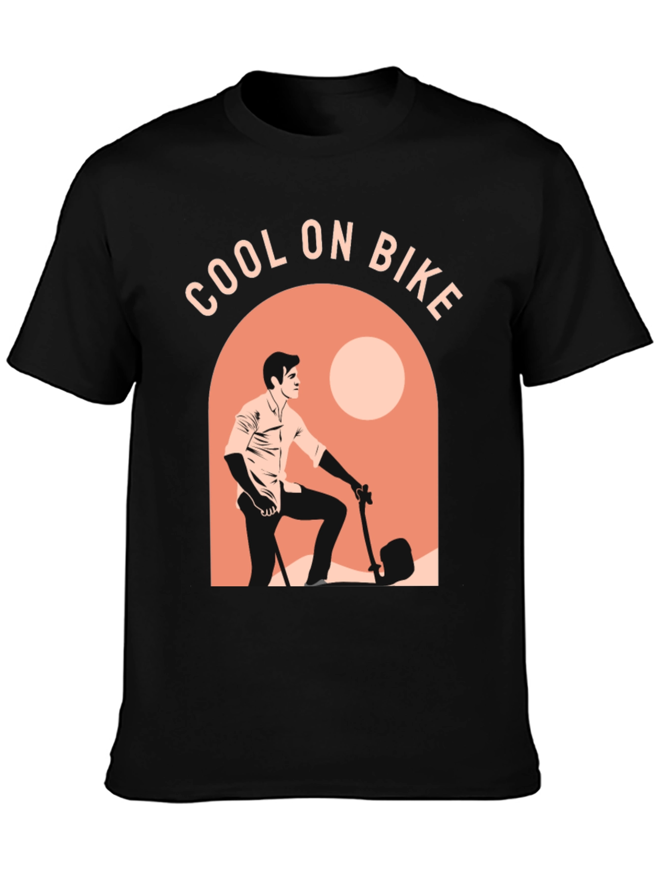 Black Cool on Bike Graphic T-Shirt - Casual Comfort view 3