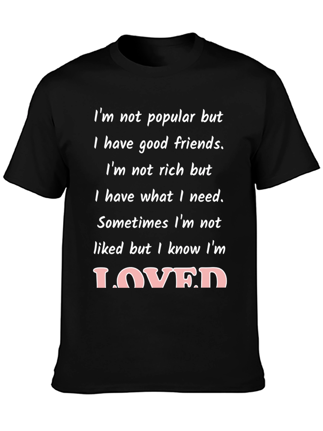 Black I'm Loved Graphic Tee - Positive Message T-Shirt view 3