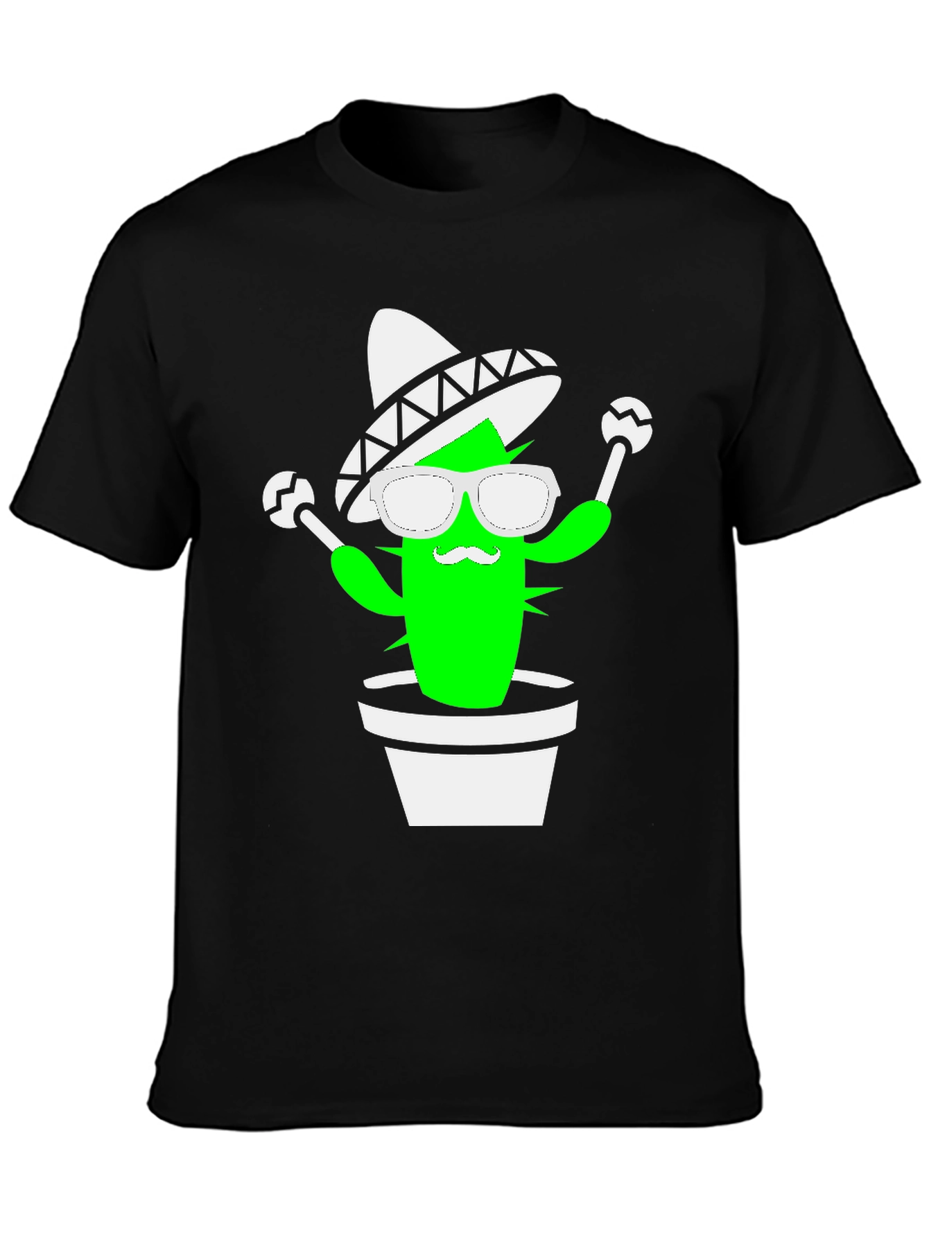 Black Cactus Fiesta Graphic Tee - Black Cotton Shirt view 3