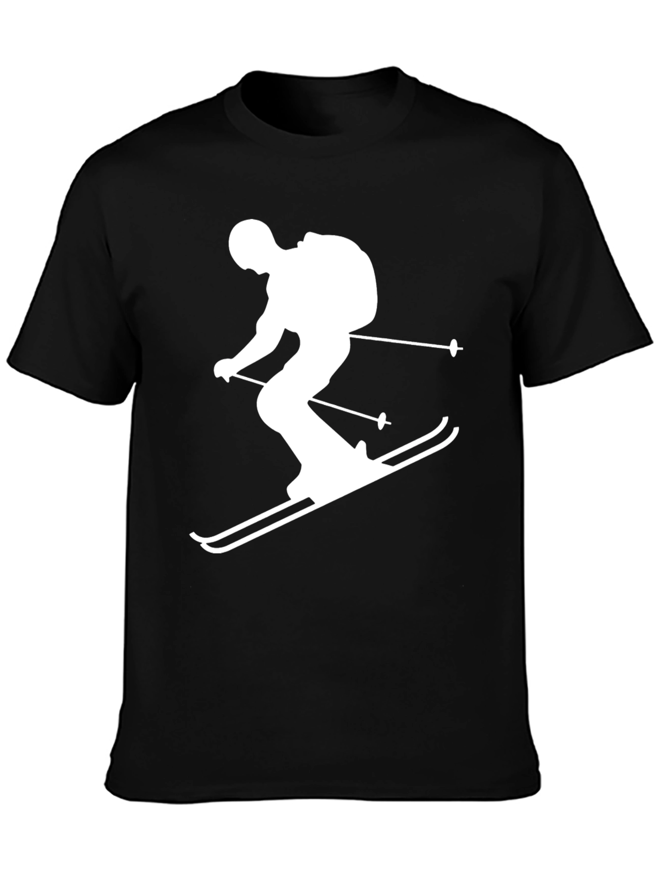 Black Skier Graphic Tee - Black Cotton Blend view 3