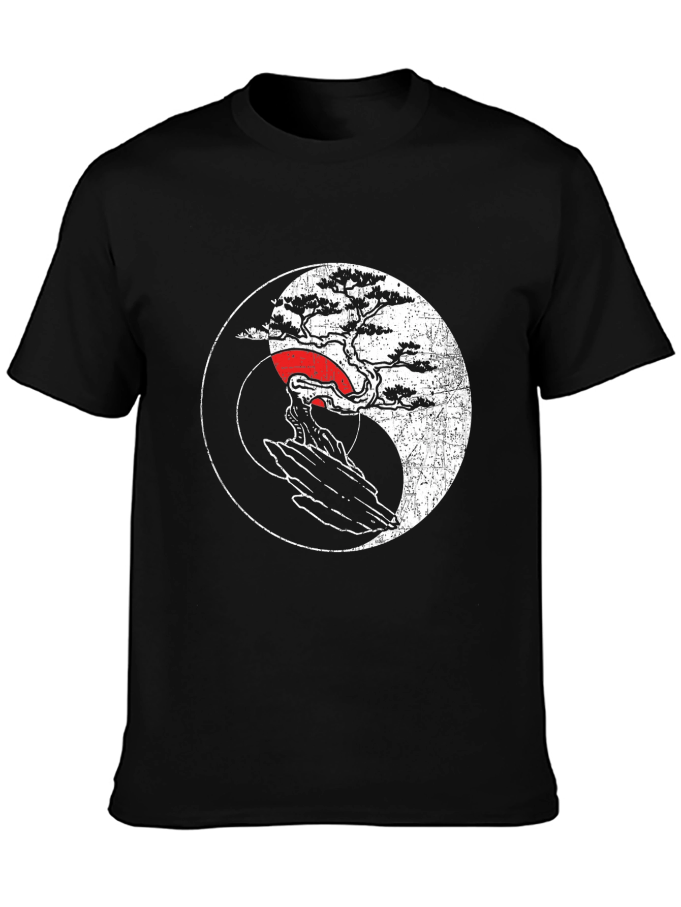 Black Yin Yang Bonsai Tree Graphic Tee - Unisex view 3