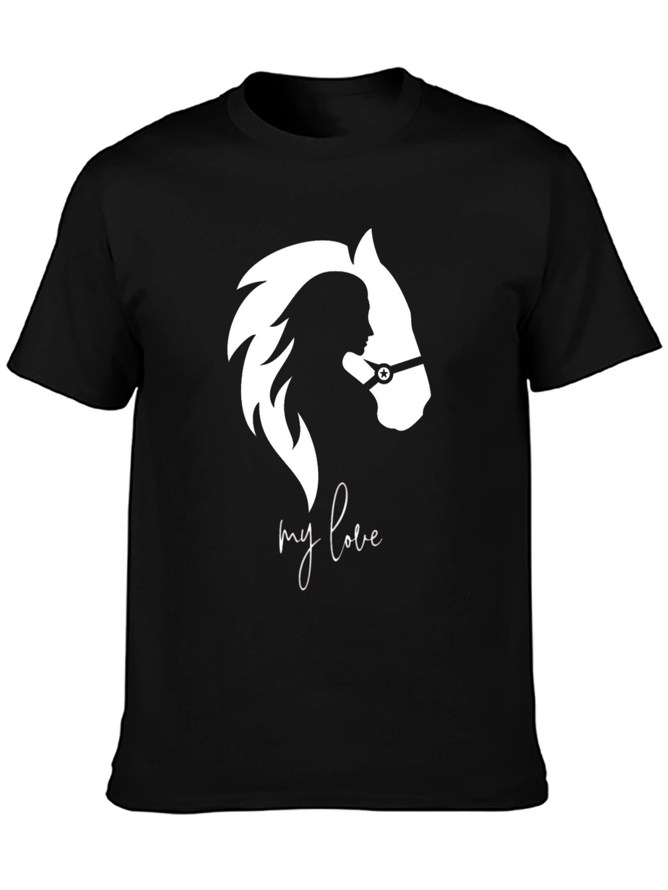 Black My Love Black Graphic Tee - Horse & Rider Design view 3
