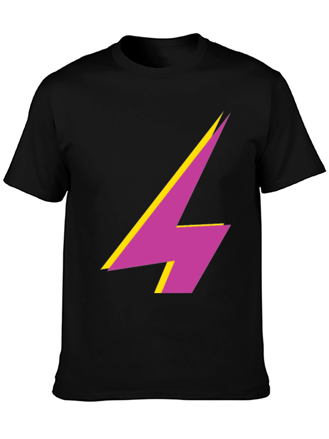 Black Bold Lightning Bolt Graphic Tee - Modern Style view 3