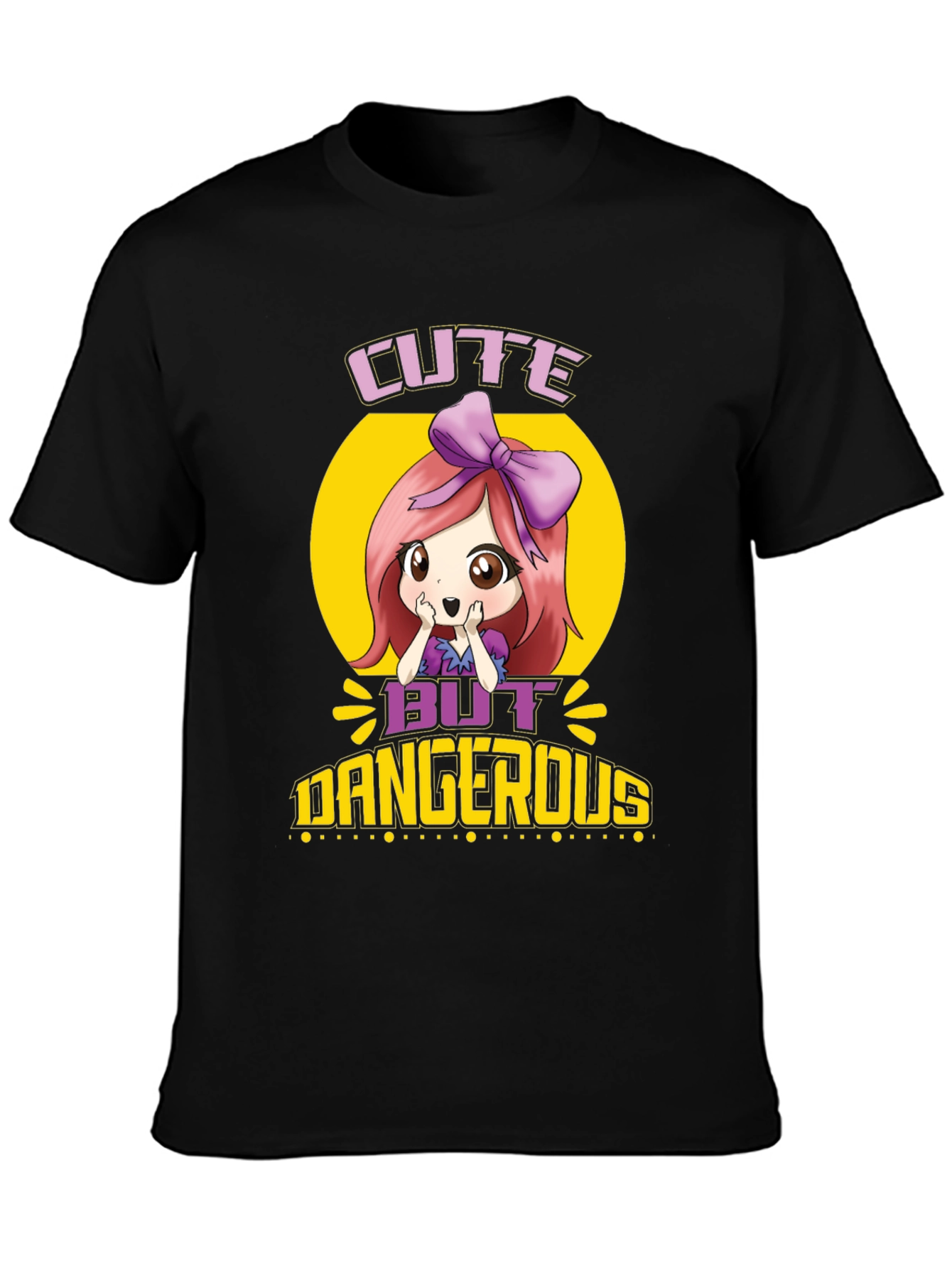 Black Cute But Dangerous Anime T-Shirt view 3