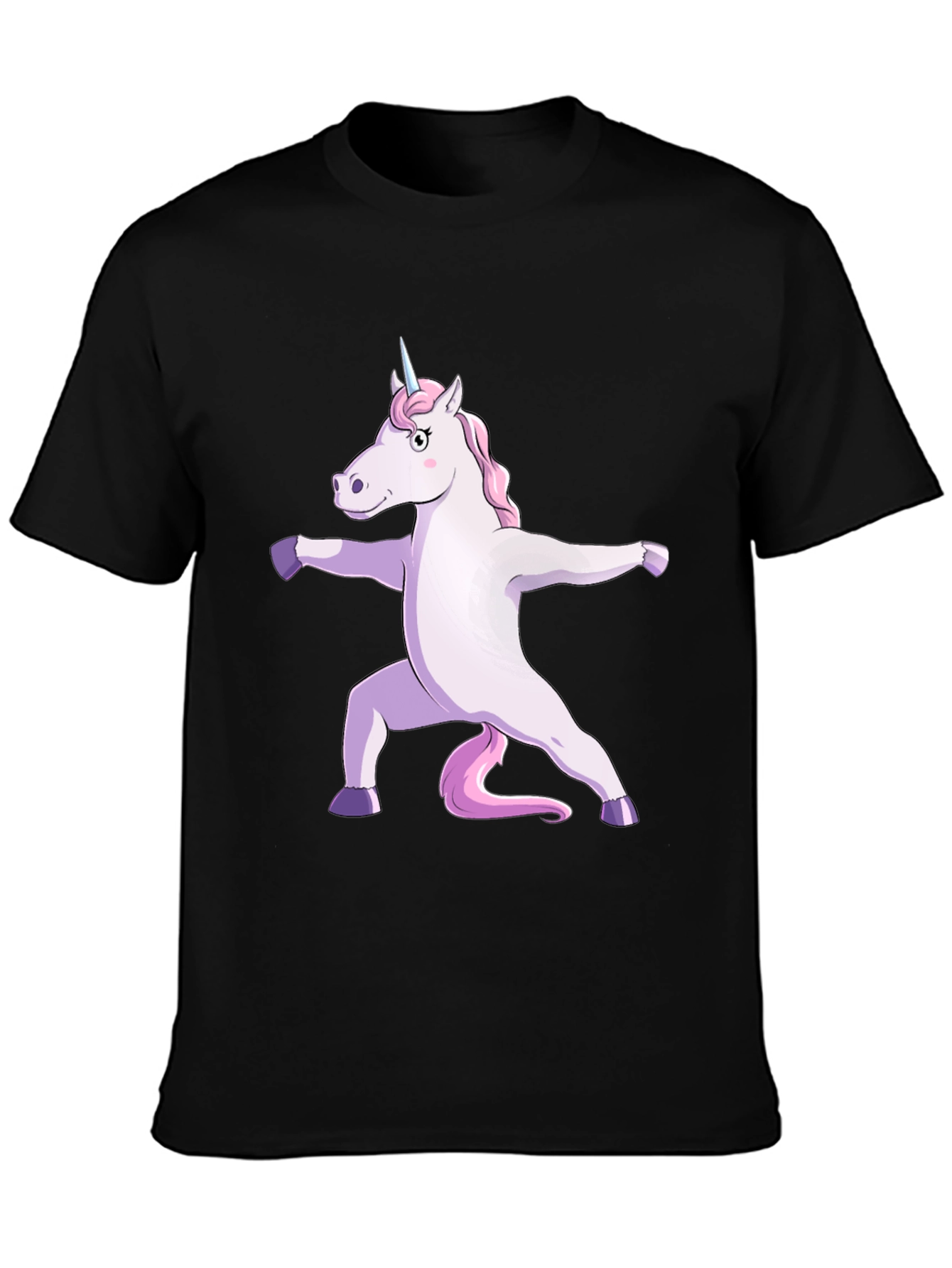 Black Yoga Unicorn Graphic Tee - Black Cotton T-Shirt view 3