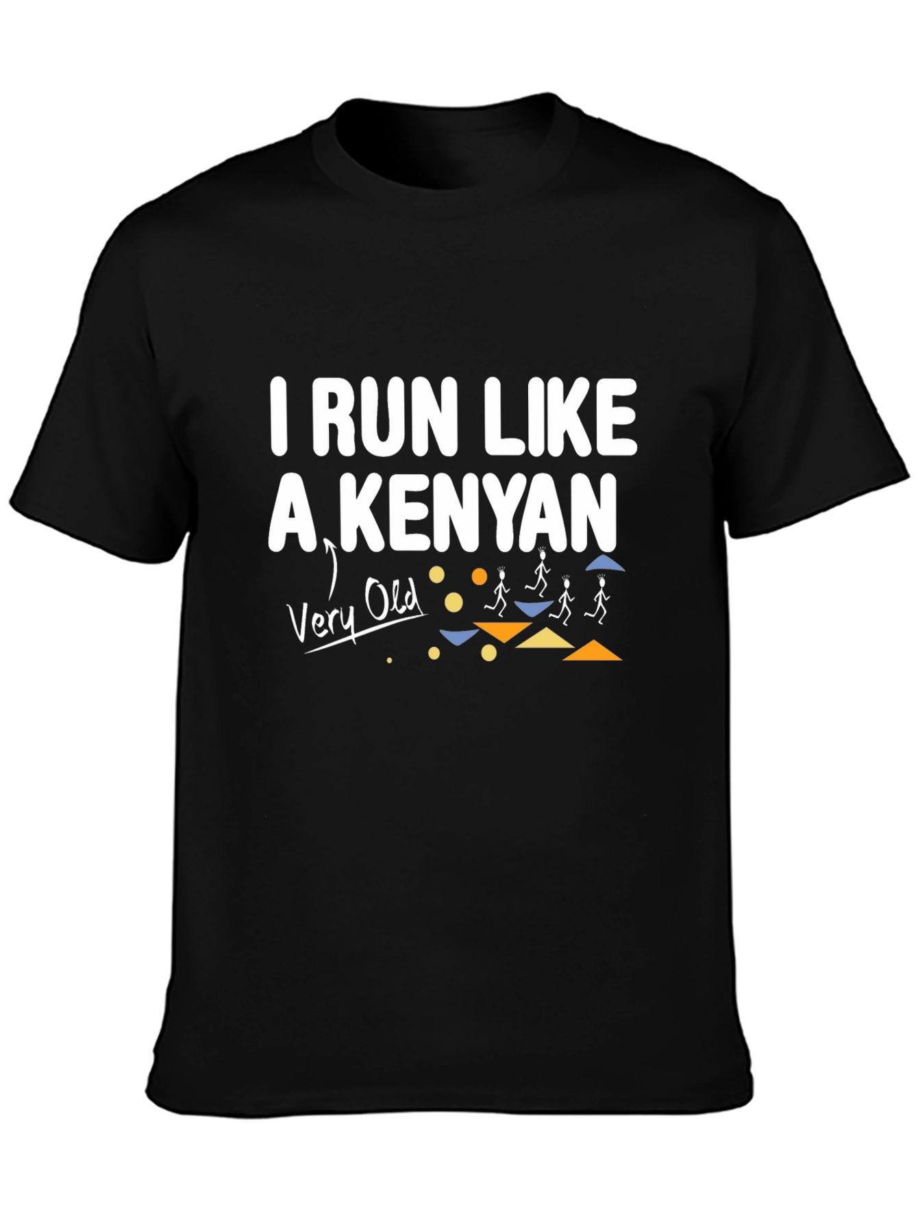 Black Funny Running T-Shirt - "I Run Like A Kenyan (Very Old)" view 3