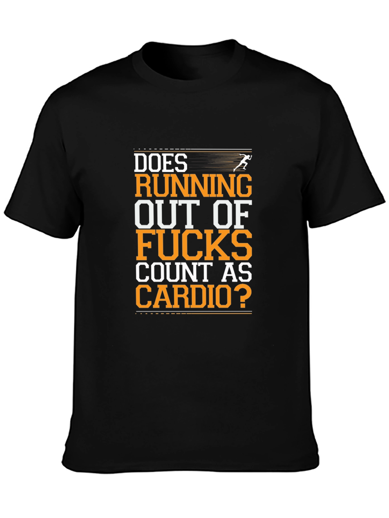 Black Funny Cardio Workout T-Shirt - Running Out Of F*cks view 3