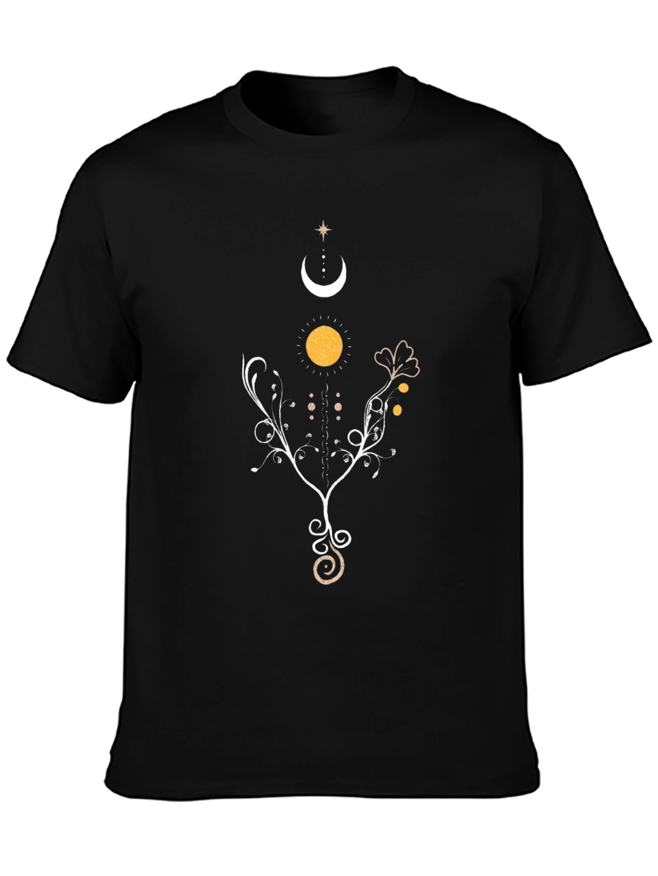 Black Celestial Tree Graphic Tee - Black Cotton Comfort view 3
