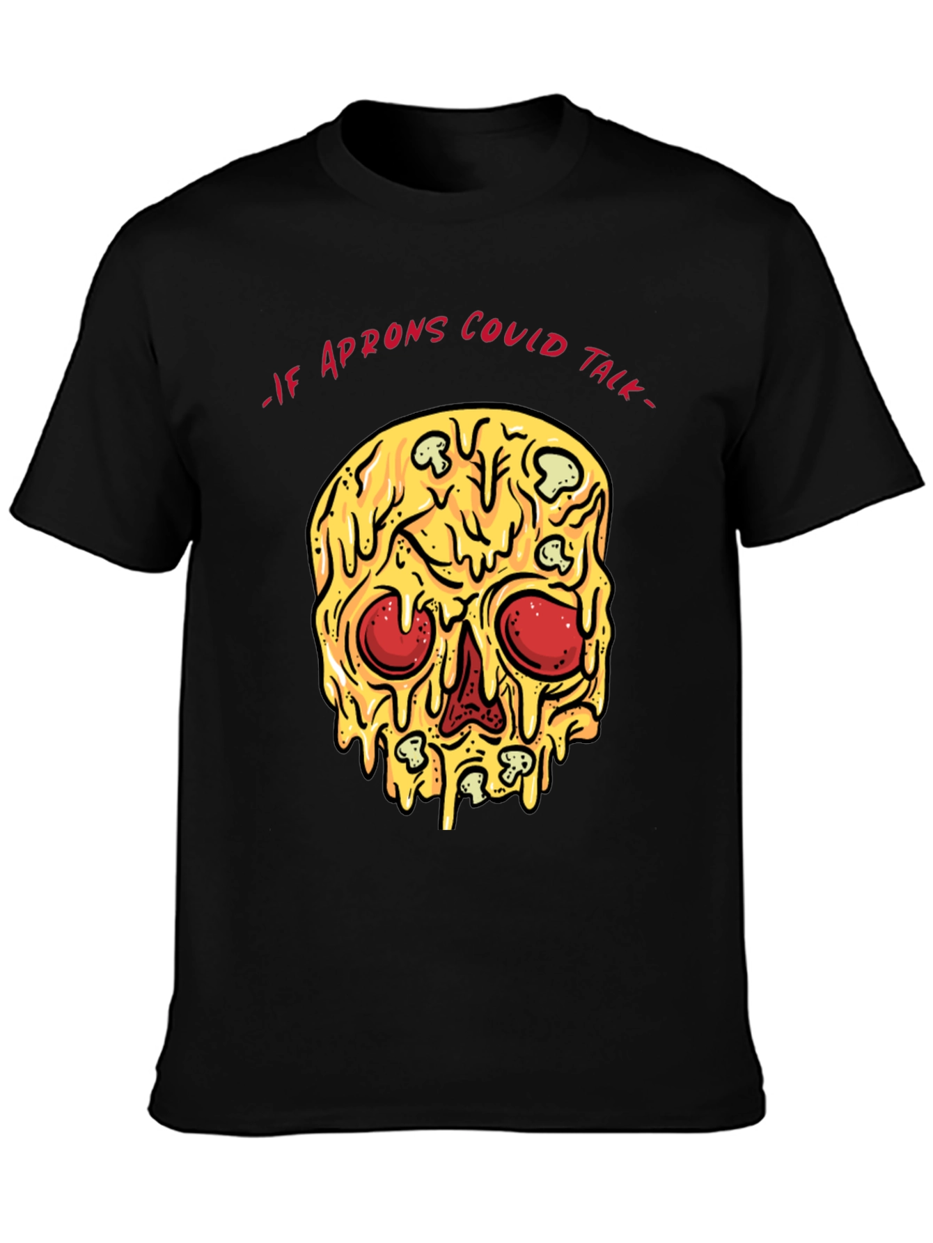 Black Pizza Skull T-Shirt - If Aprons Could Talk view 3