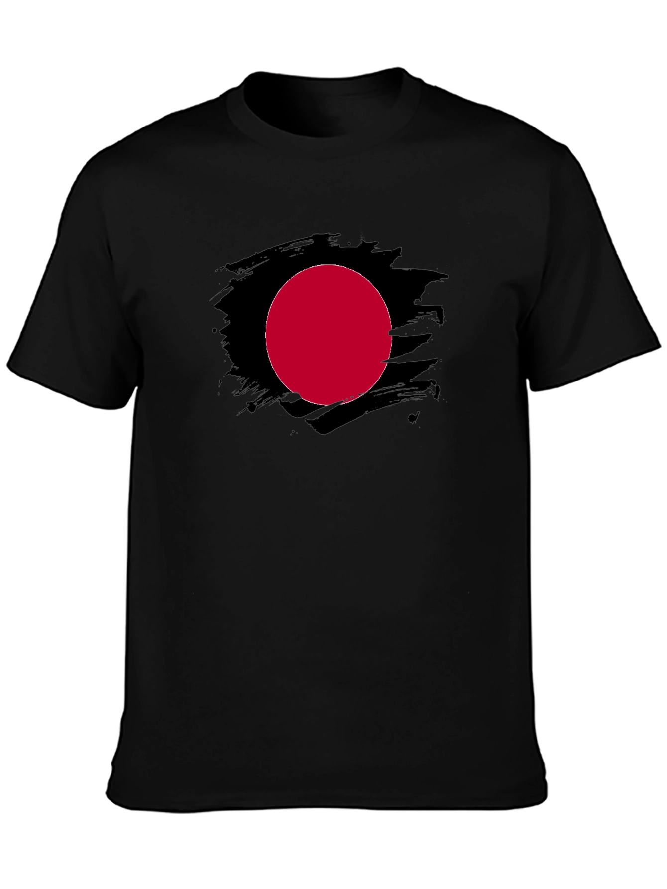 Black Black T-Shirt with Red Circle Design view 3