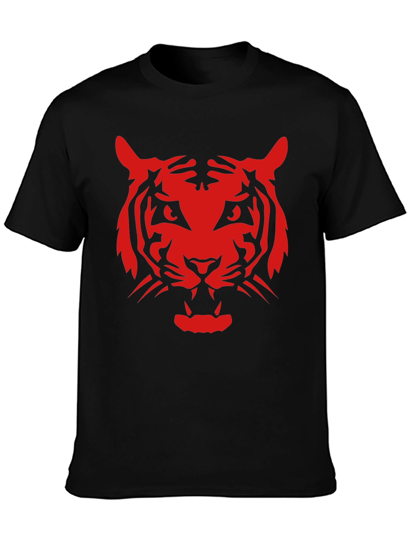 Black Bold Red Tiger Graphic Black T-Shirt view 3