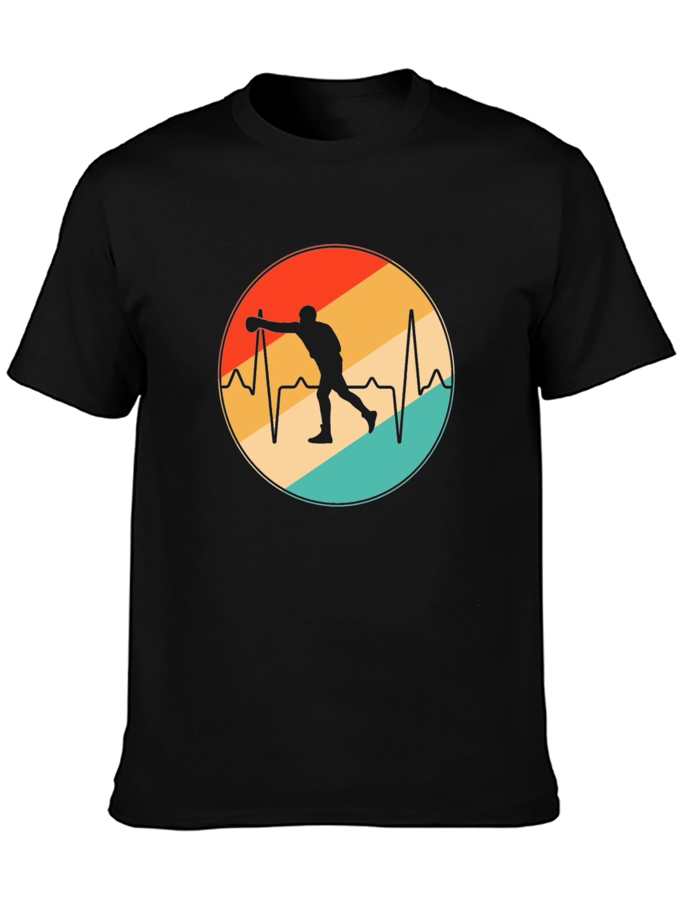 Black Bowling Heartbeat T-Shirt - Retro Design view 3