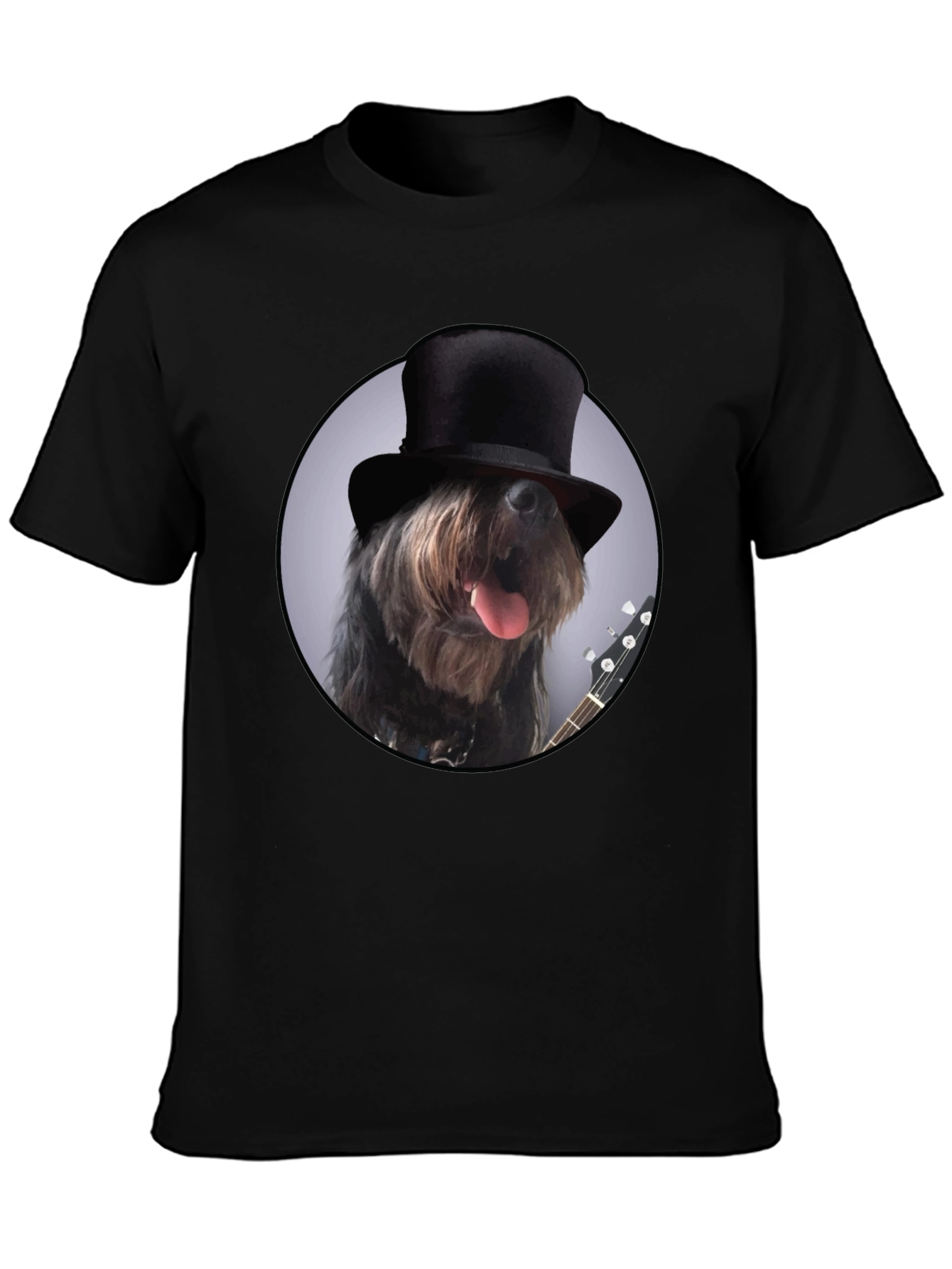 Black Dog in Top Hat Graphic T-Shirt view 3
