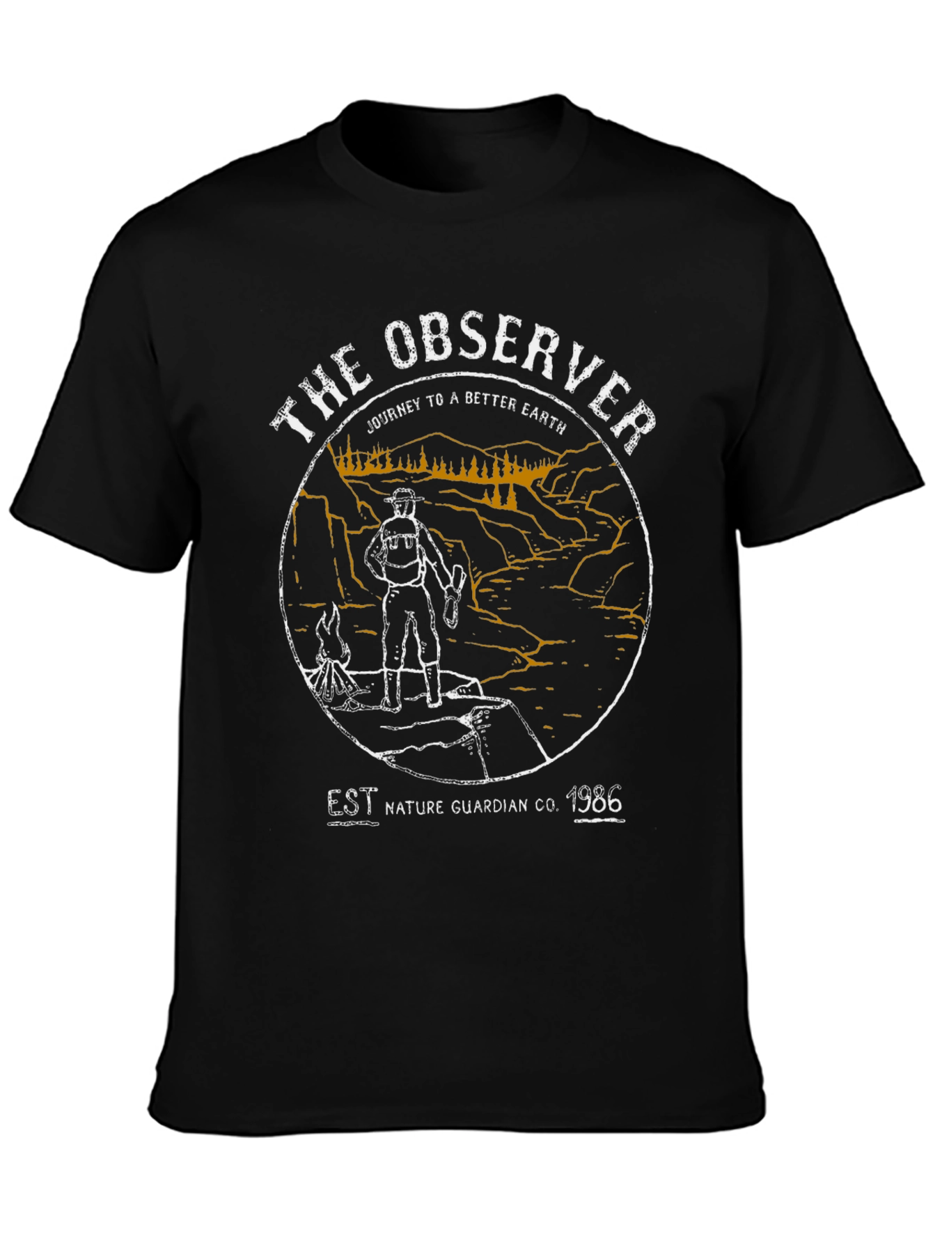 Black The Observer Nature Guardian Graphic T-Shirt view 3