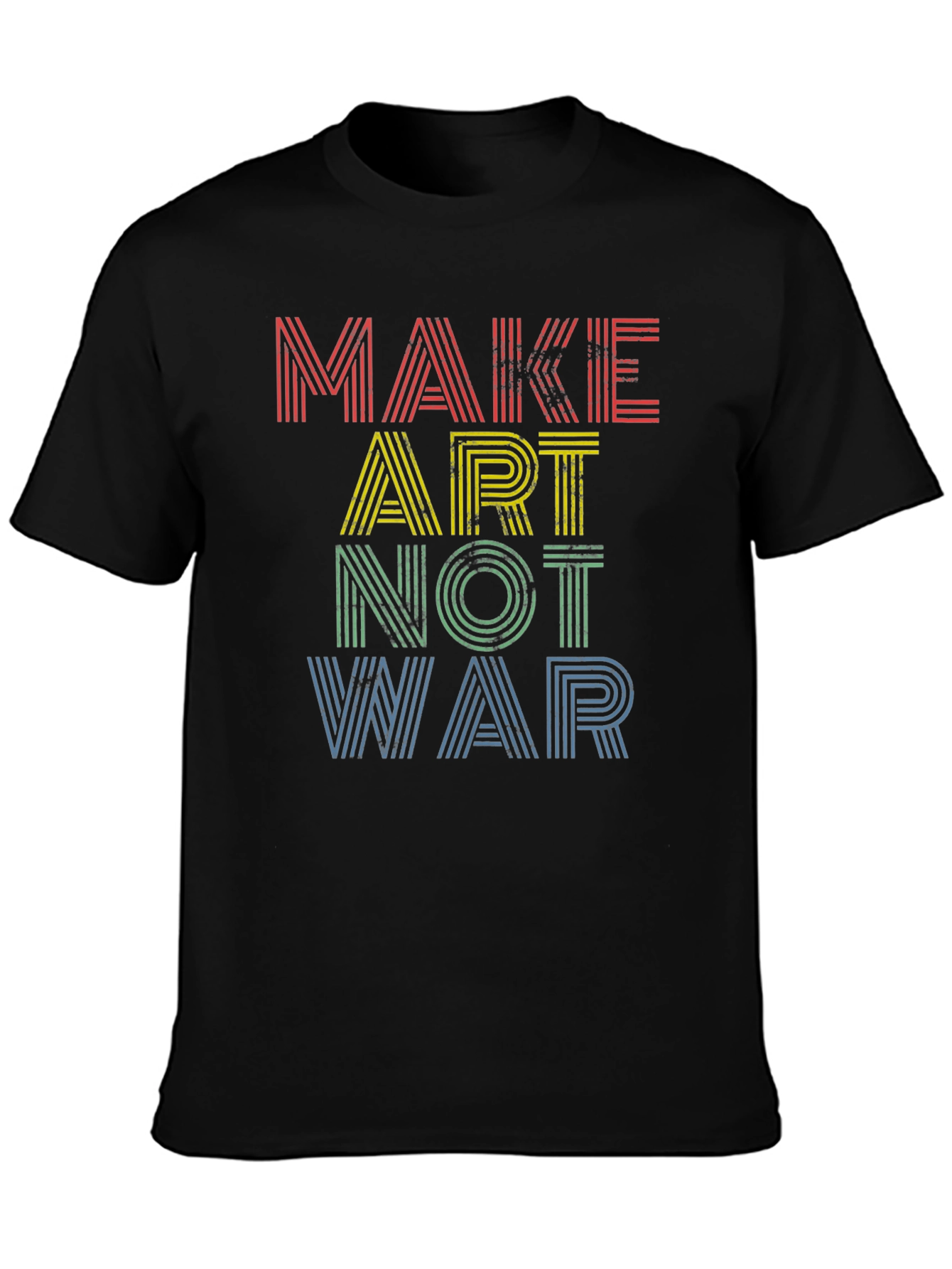 Black Make Art Not War Graphic Tee - Men's Black T-Shirt view 3