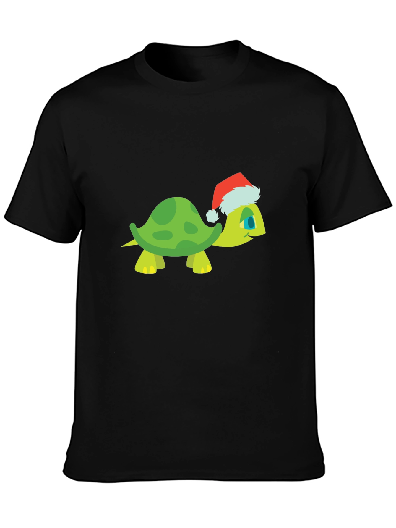 Black Turtle Santa Hat Black T-Shirt view 3