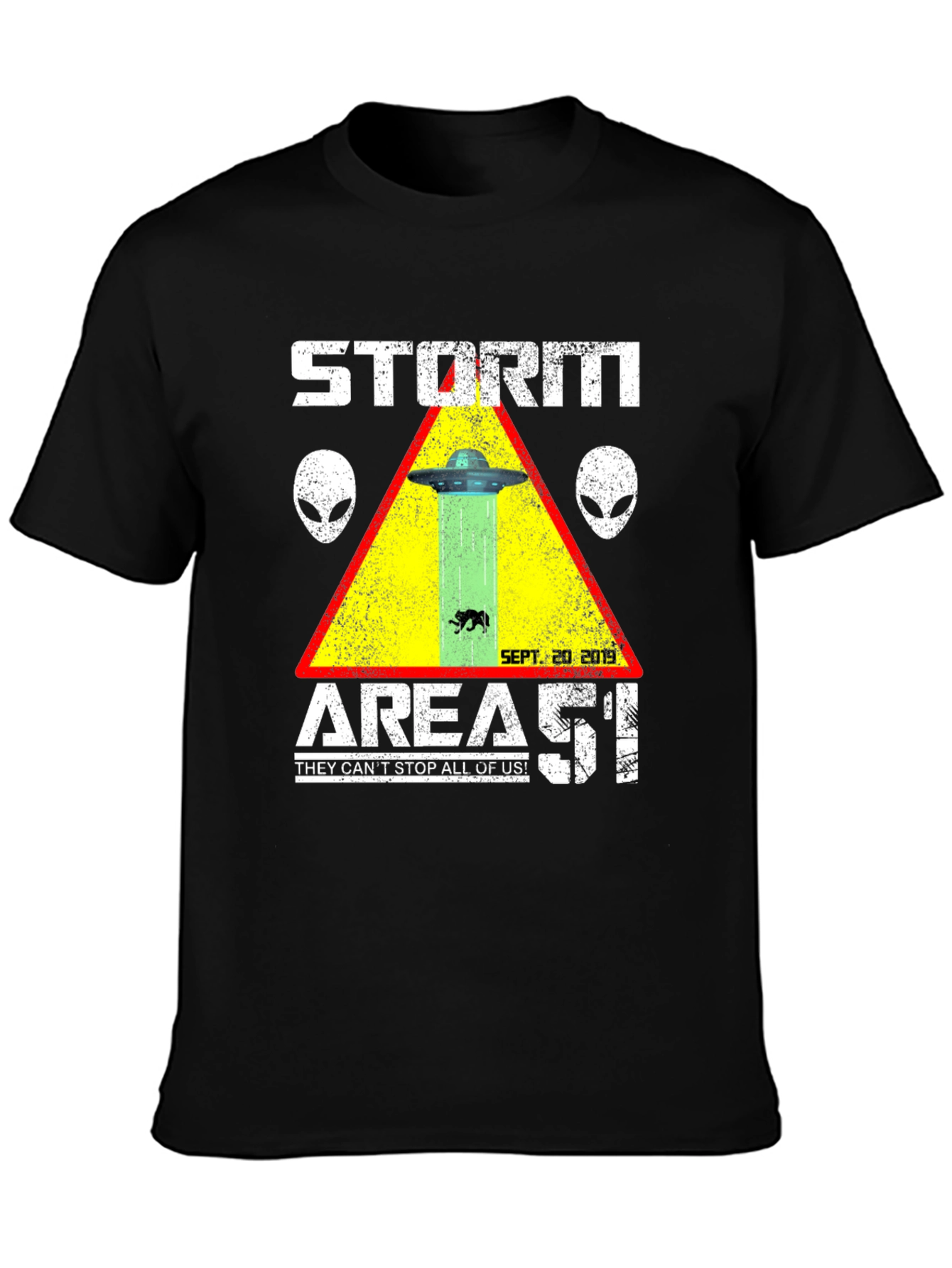Black Storm Area 51 T-Shirt Alien UFO Graphic Tee view 3