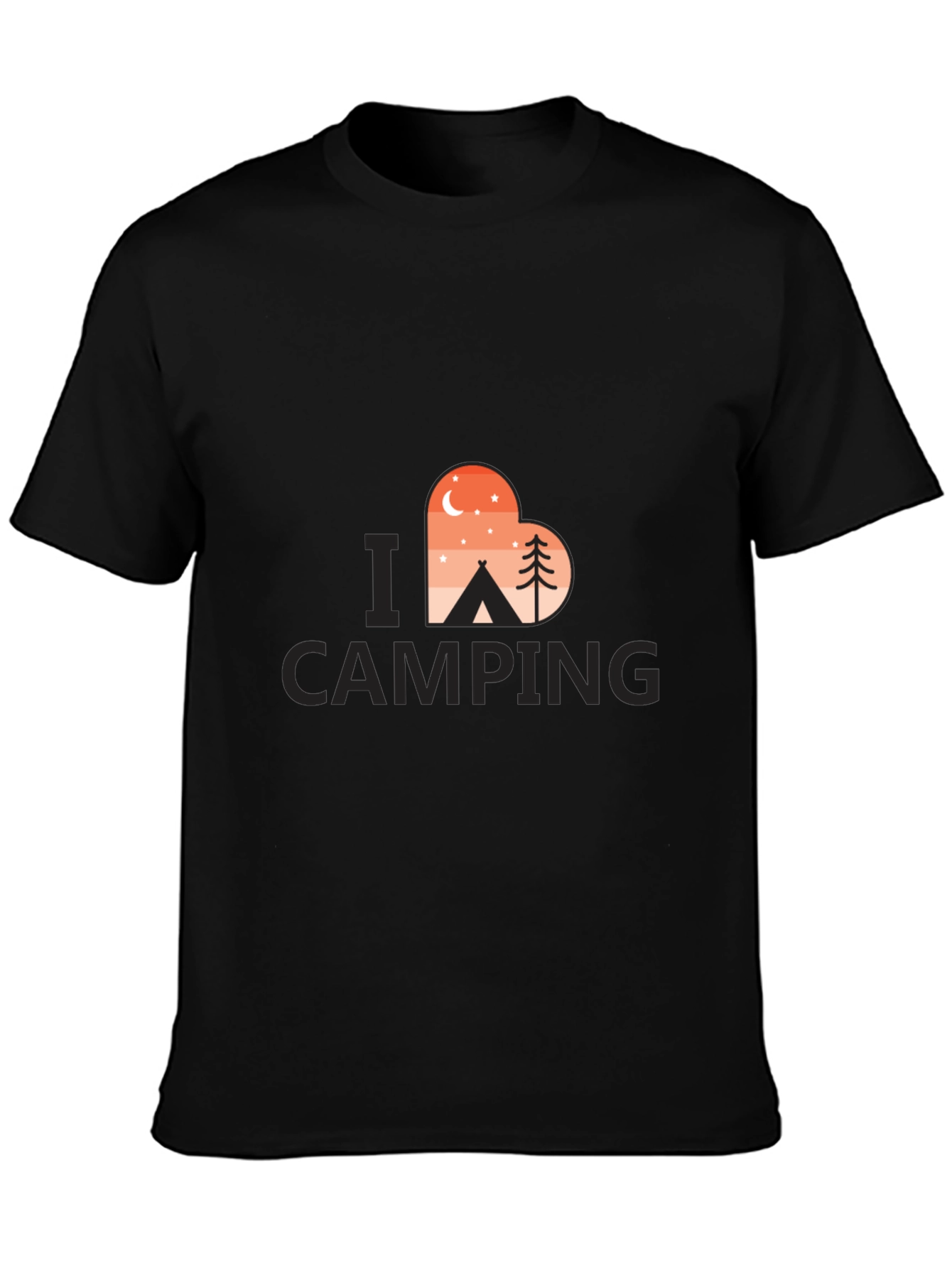 Black Camping Lover T-Shirt - Heart Design view 3