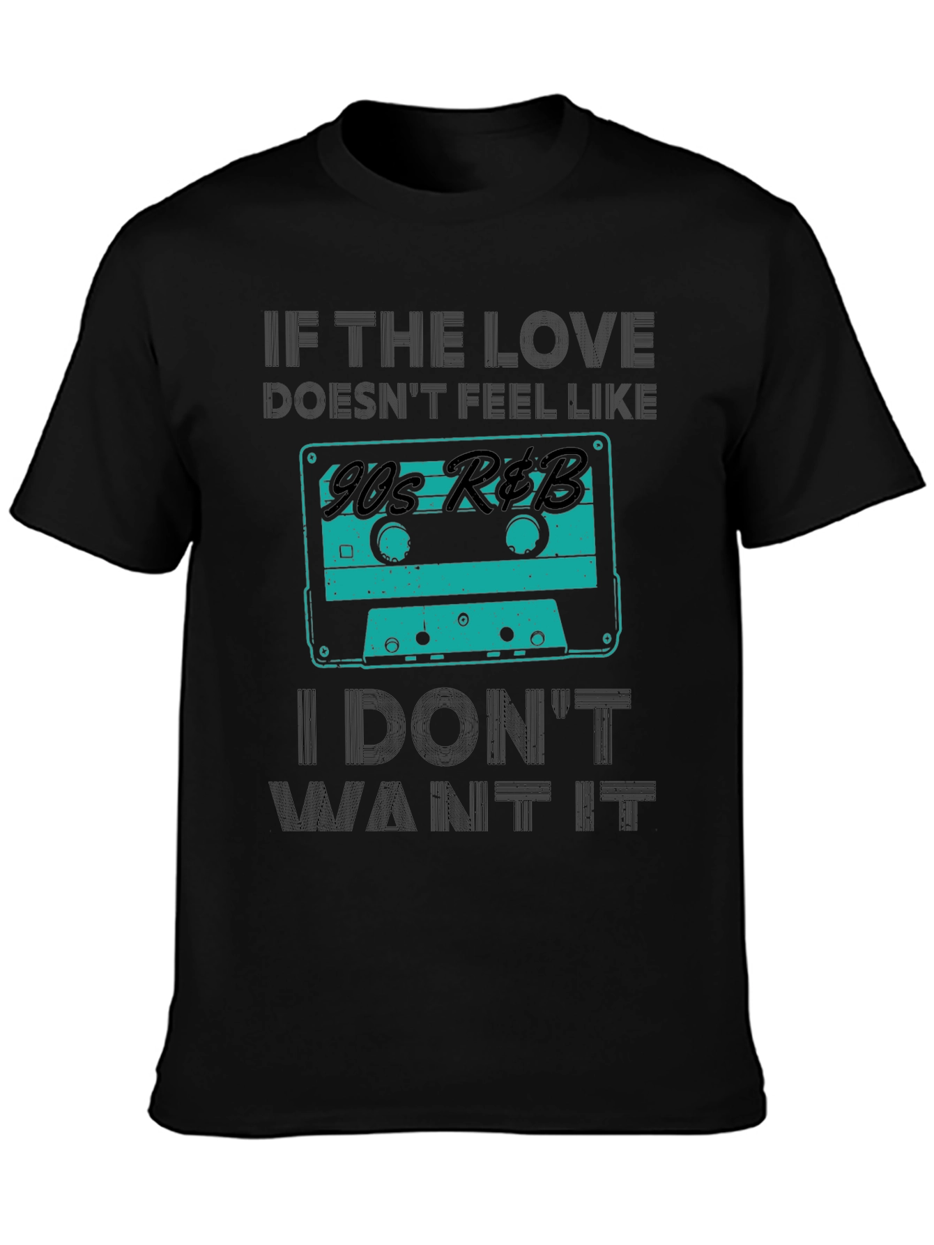 Black 90s R&B Cassette Tape Graphic Tee - Cool Retro Style view 3