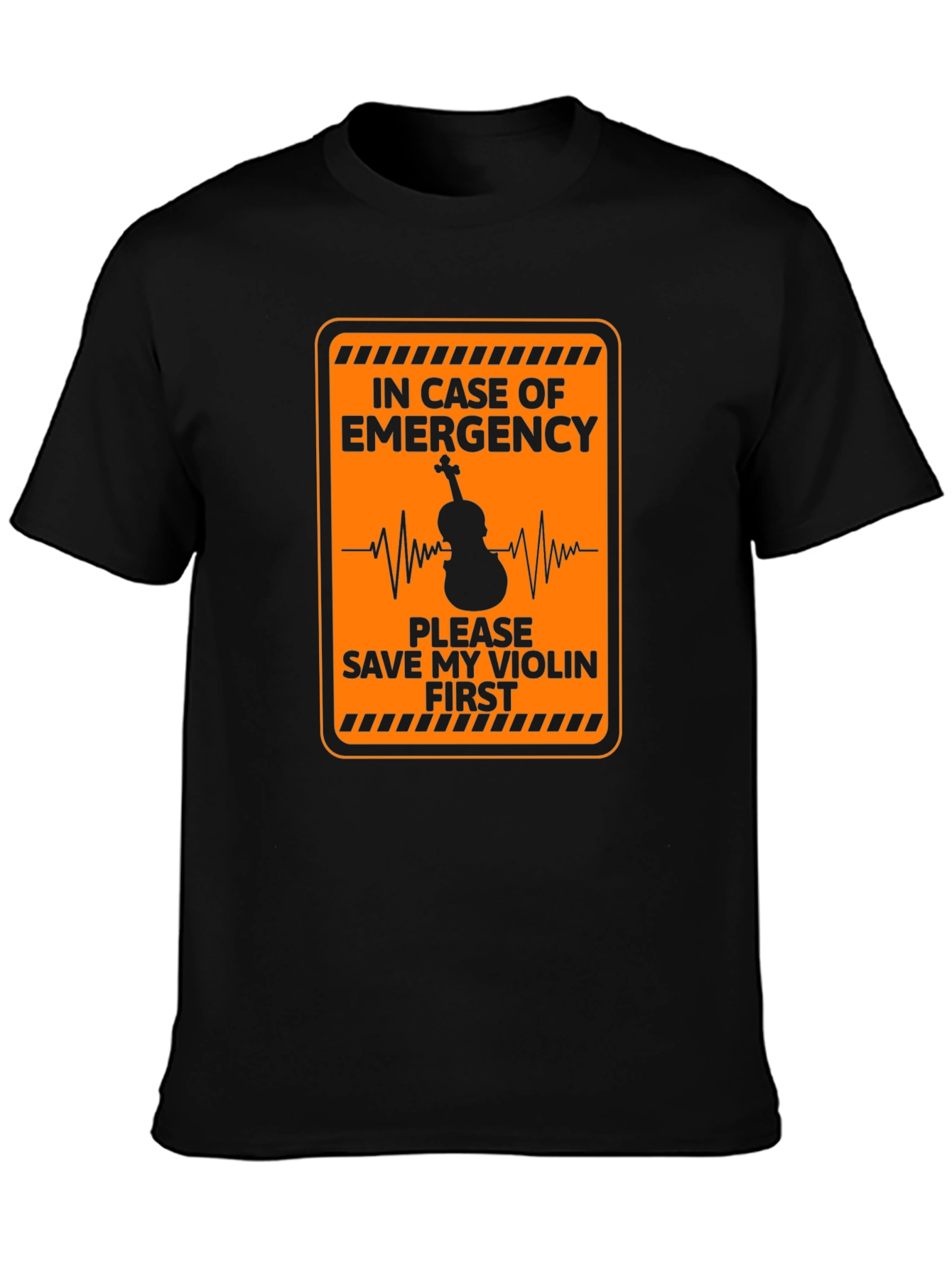 Black Emergency Save My Violin First Black T-Shirt view 3