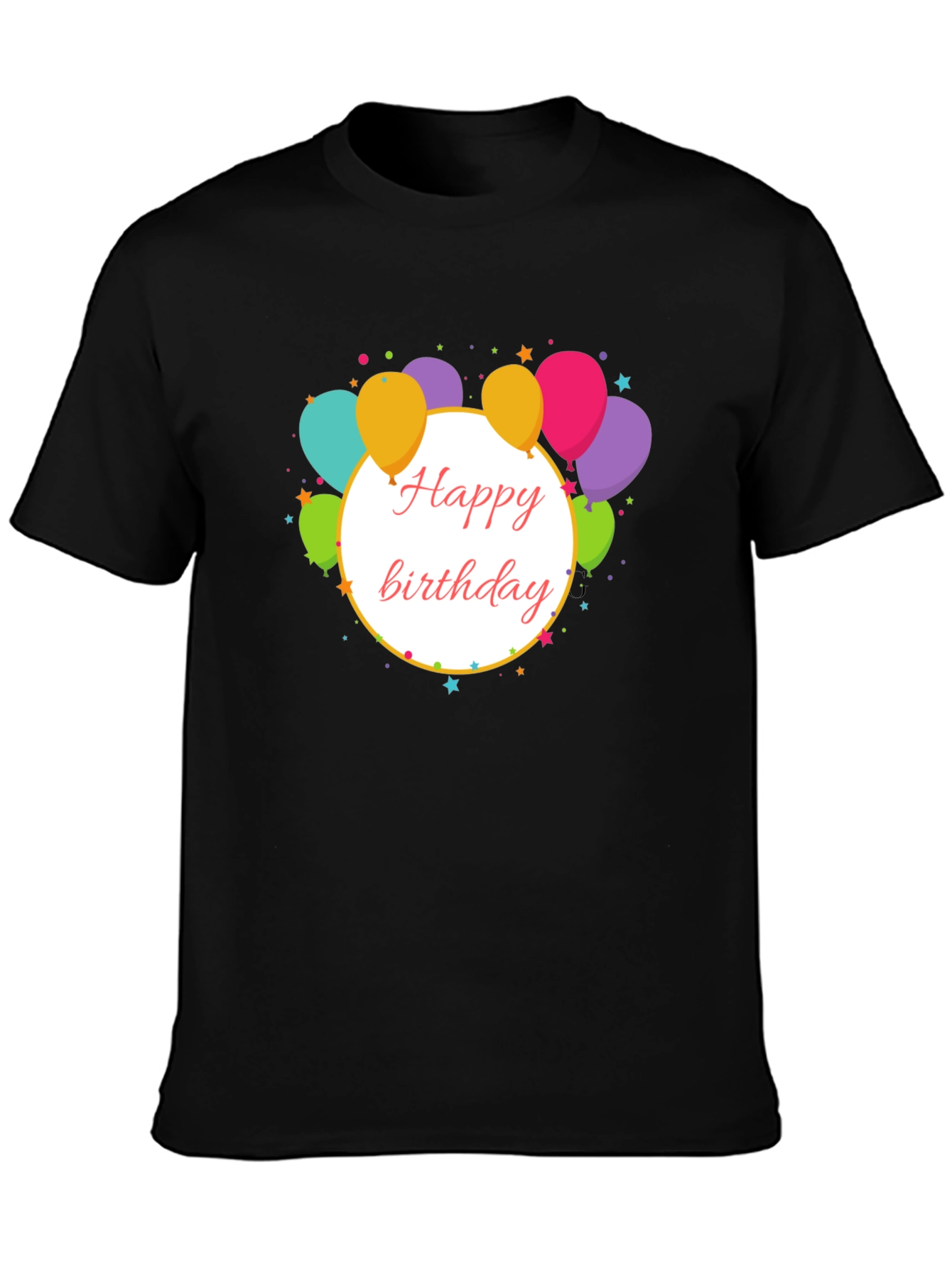 Black Happy Birthday Balloon Graphic Tee view 3