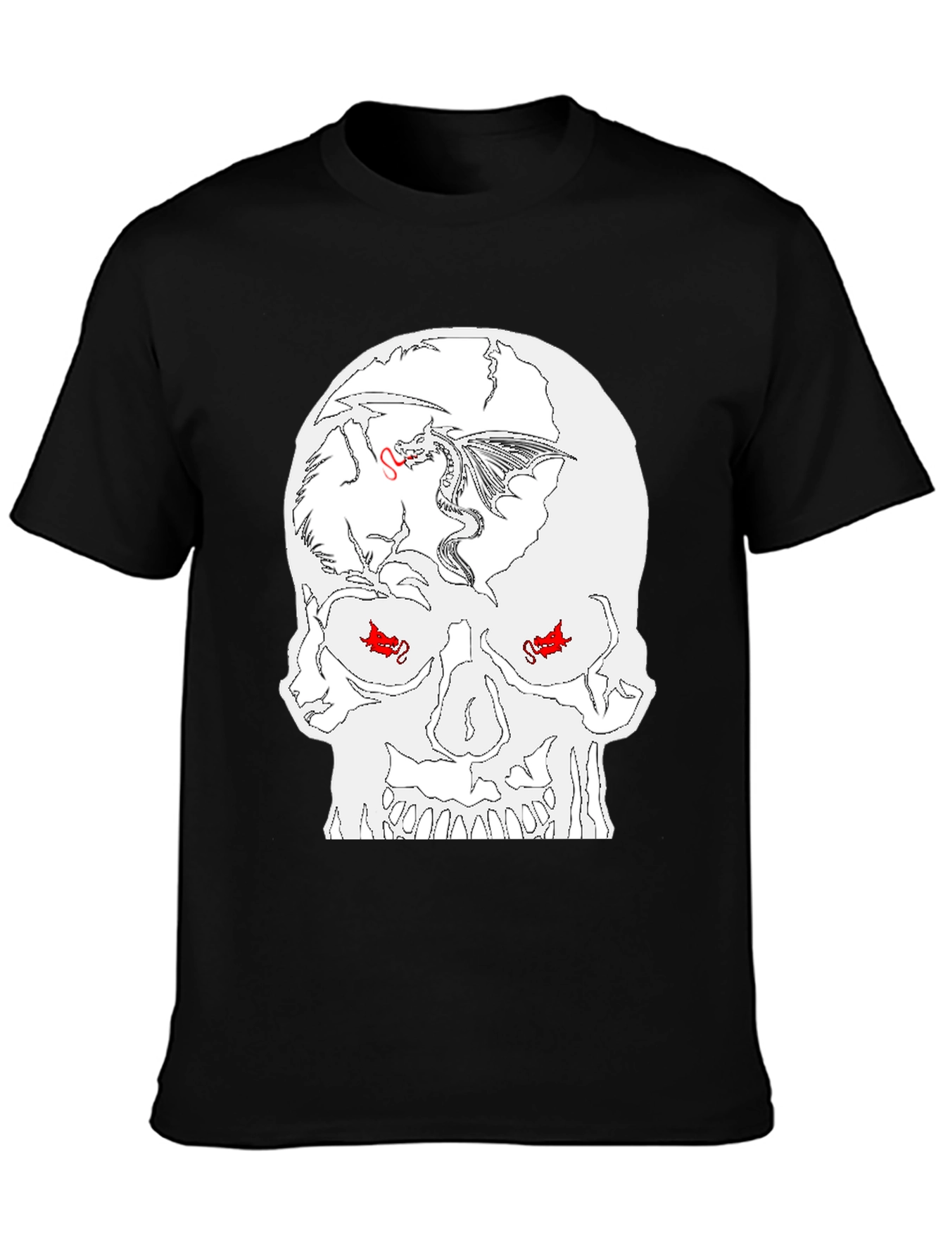 Black Skull Dragon Graphic Tee - Black Cotton Blend view 3
