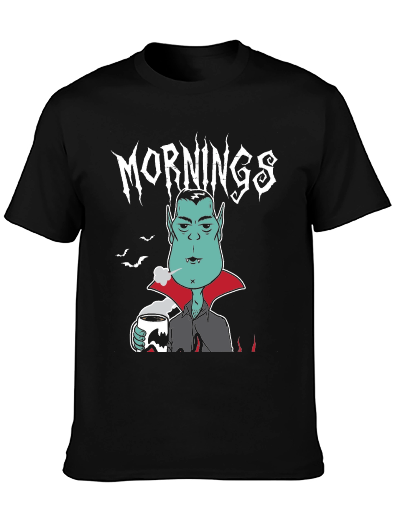 Black Mornings Vampire Graphic Tee - Black Cotton view 3