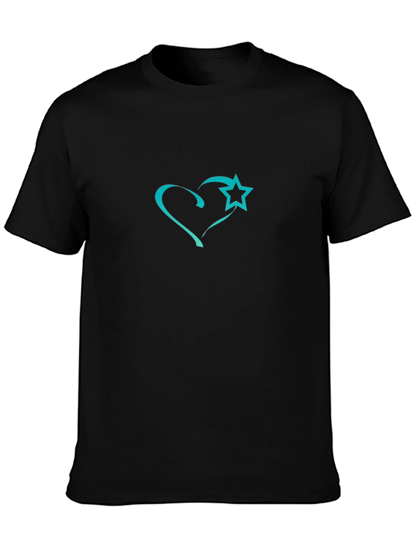 Black Heart and Star Graphic Black T-Shirt view 3