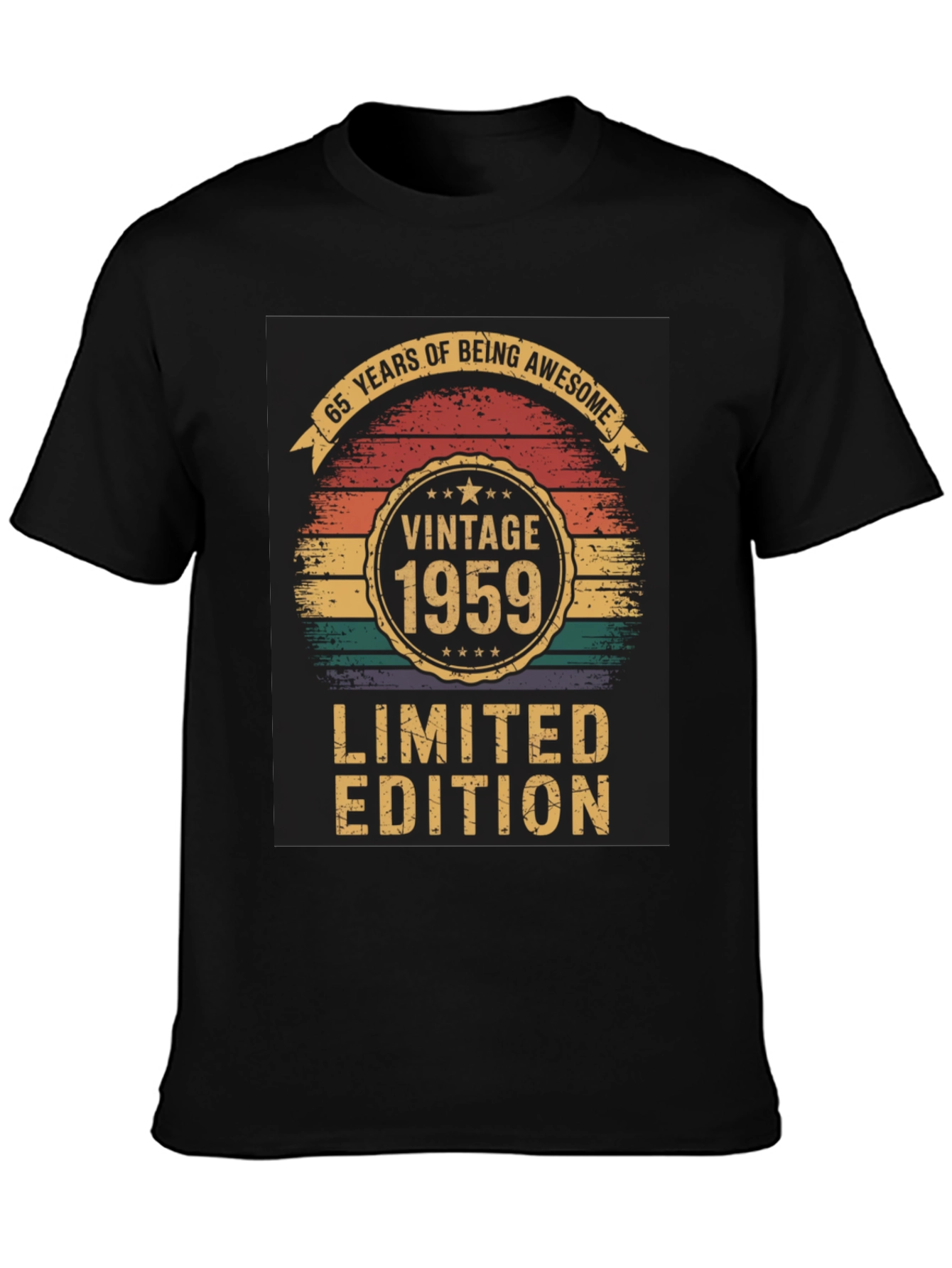 Black Vintage 1959 Limited Edition 65th Birthday T-Shirt view 3