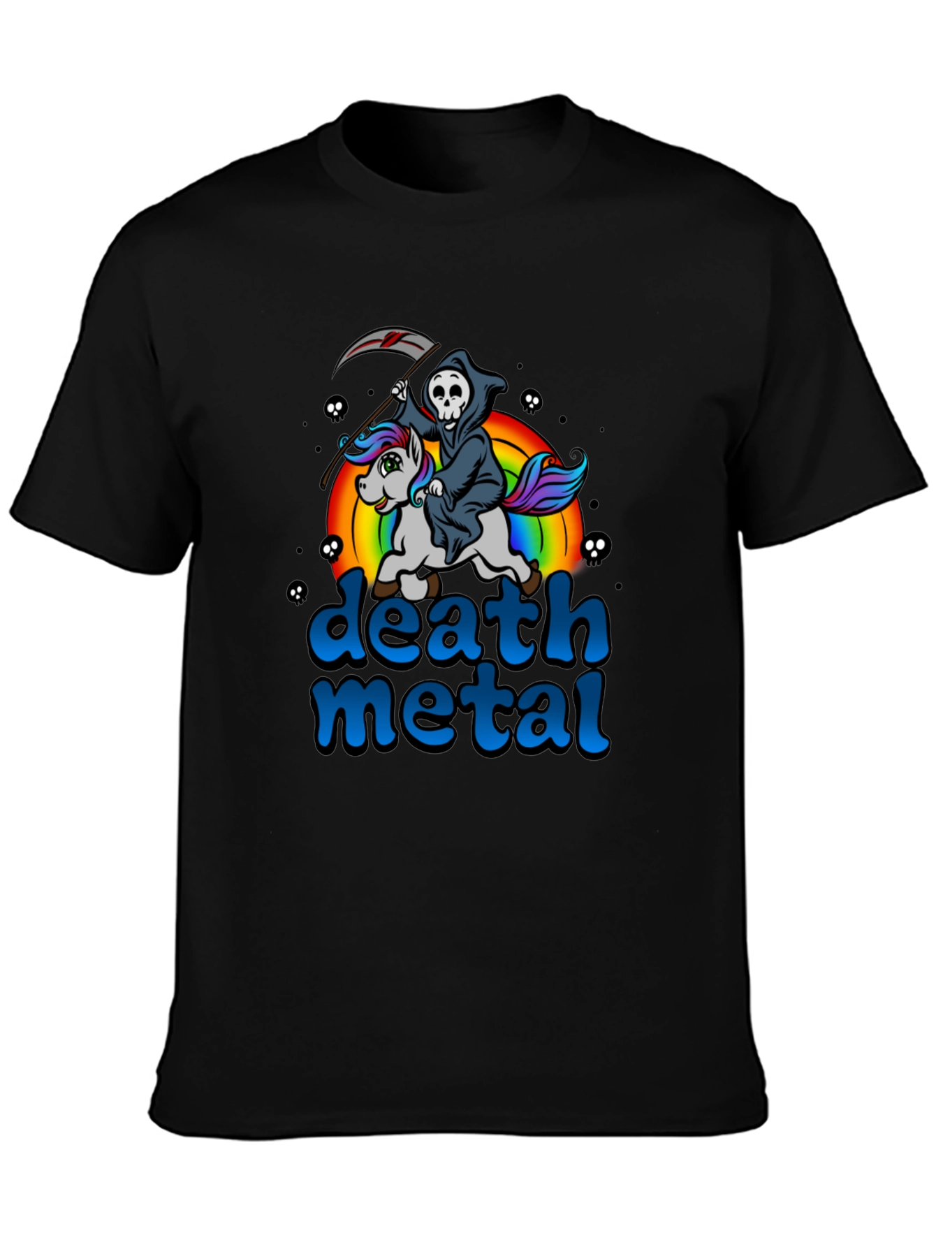 Black Death Metal Unicorn T-Shirt view 3