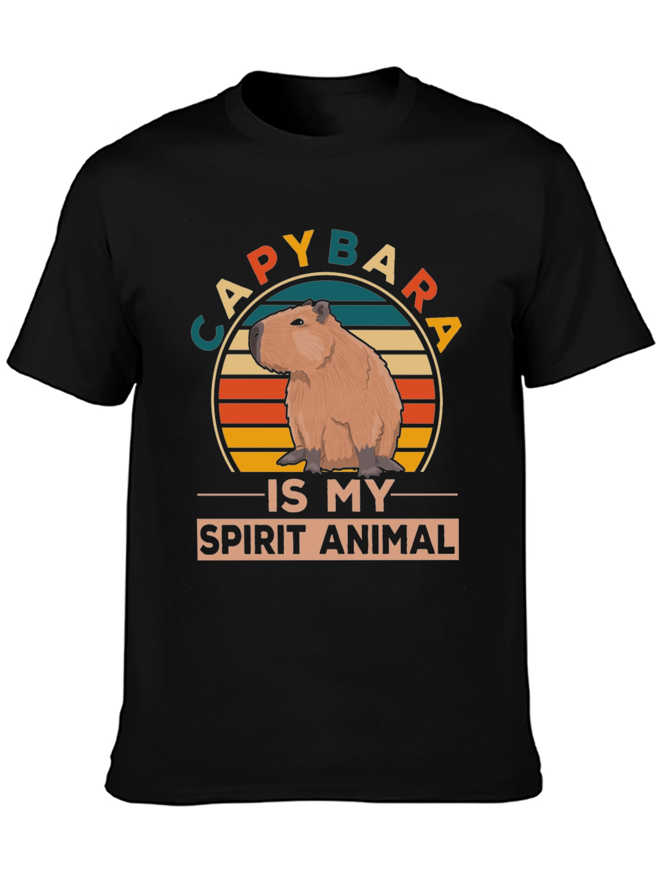 Black Capybara Spirit Animal Graphic Tee view 3
