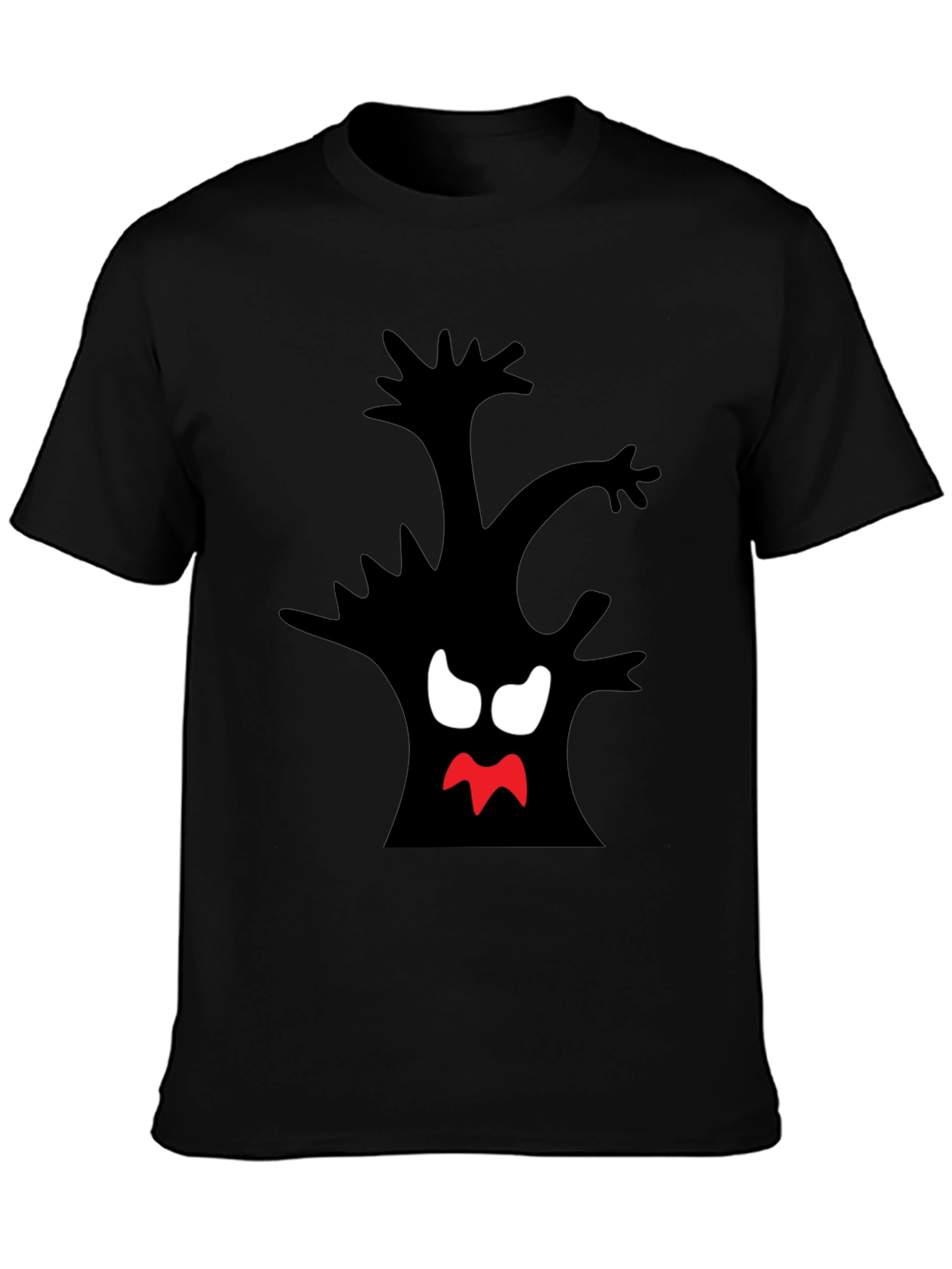 Black Spooky Tree Graphic Tee - Black Cotton T-Shirt view 3