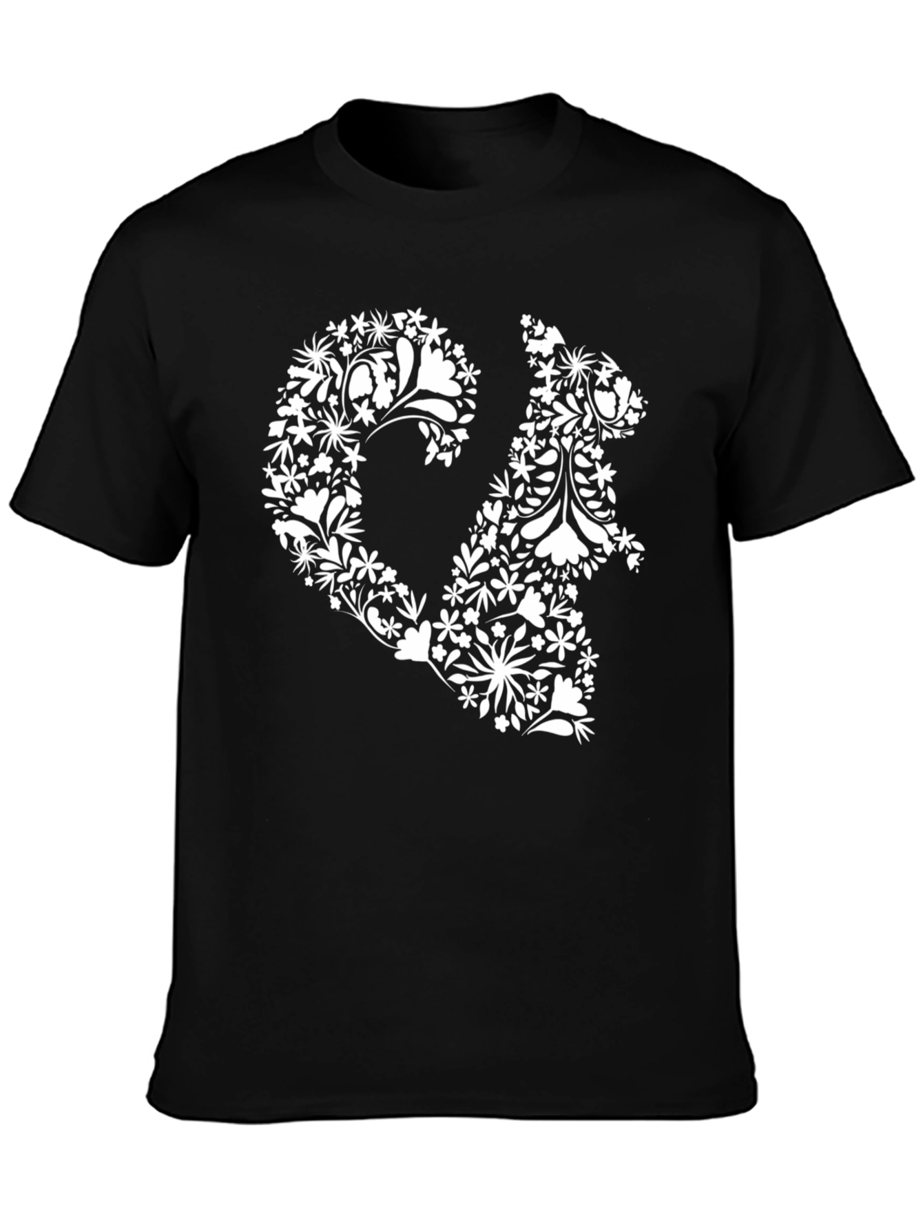 Black Floral Squirrel Graphic Tee - Unique Nature Inspired Design view 3