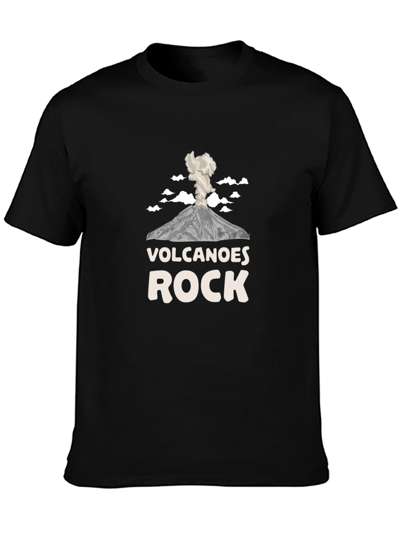 Black Volcanoes Rock Graphic Tee - Black Cotton T-Shirt view 3