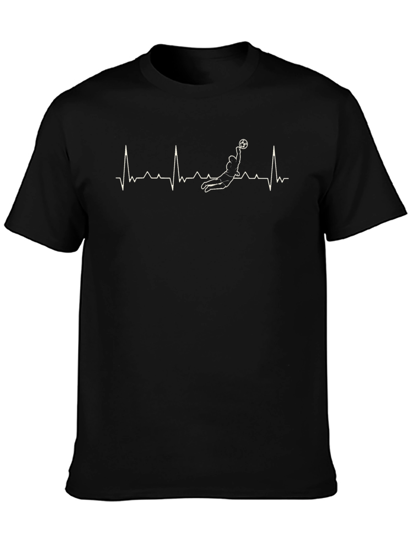 Black Soccer Heartbeat T-Shirt view 3