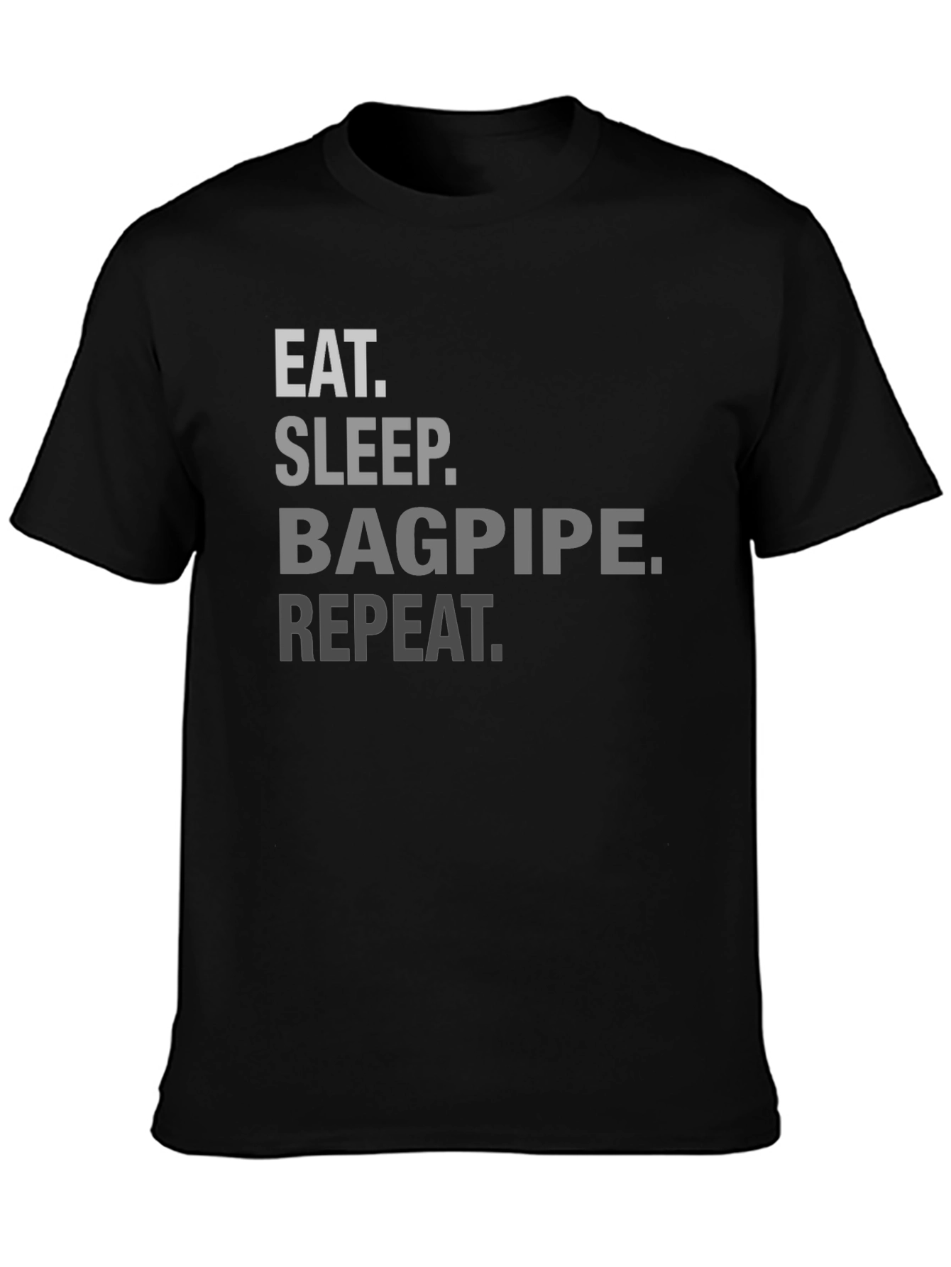 Black Eat Sleep Bagpipe Repeat Black T-Shirt view 3