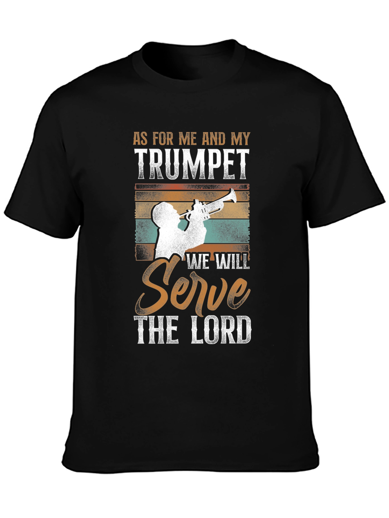 Black Trumpet Player T-Shirt - Religious Music Tee view 3