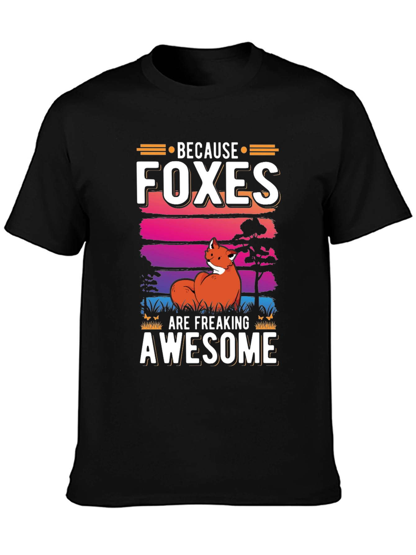 Foxes Are Awesome Graphic Tee - Unisex Black Shirt - 3
