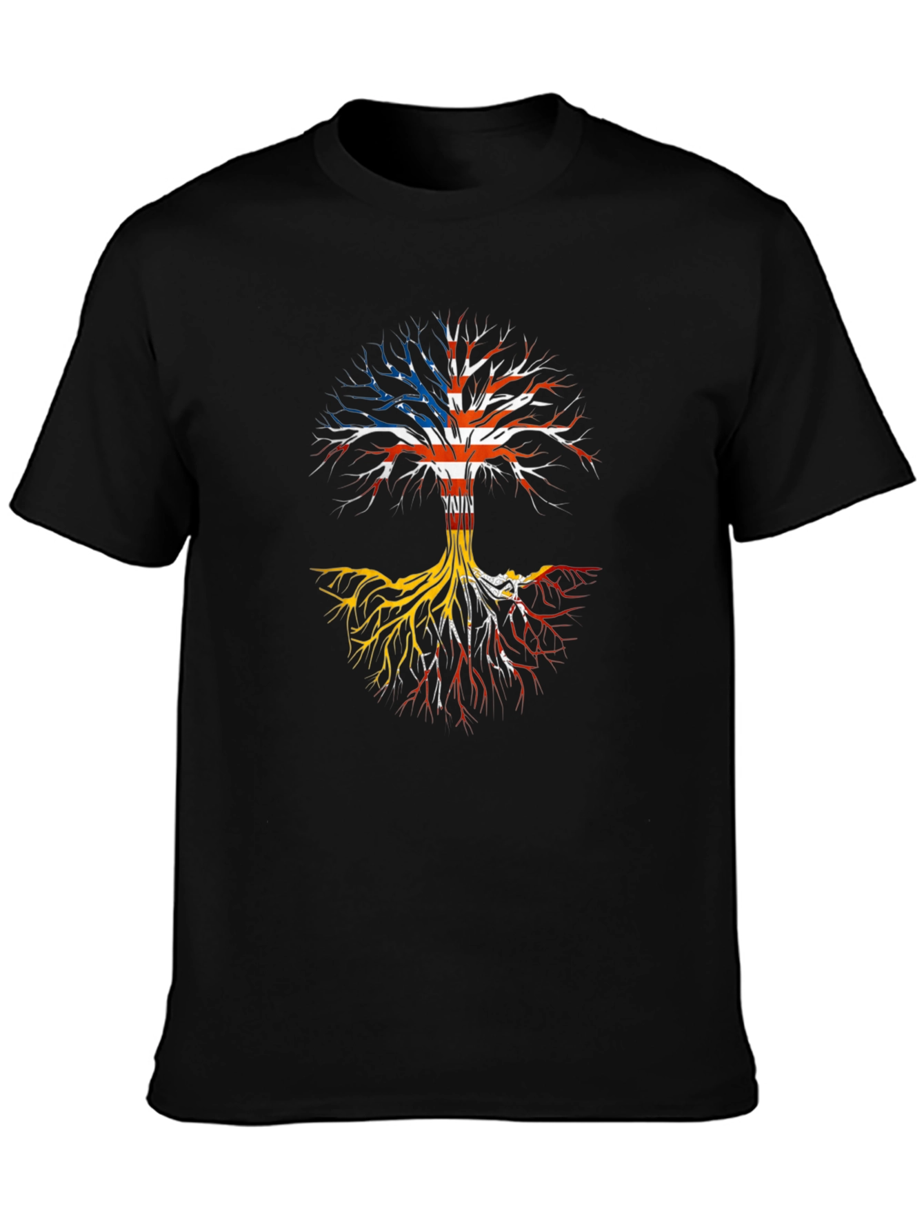 Black USA Germany Roots Tree T-Shirt view 3